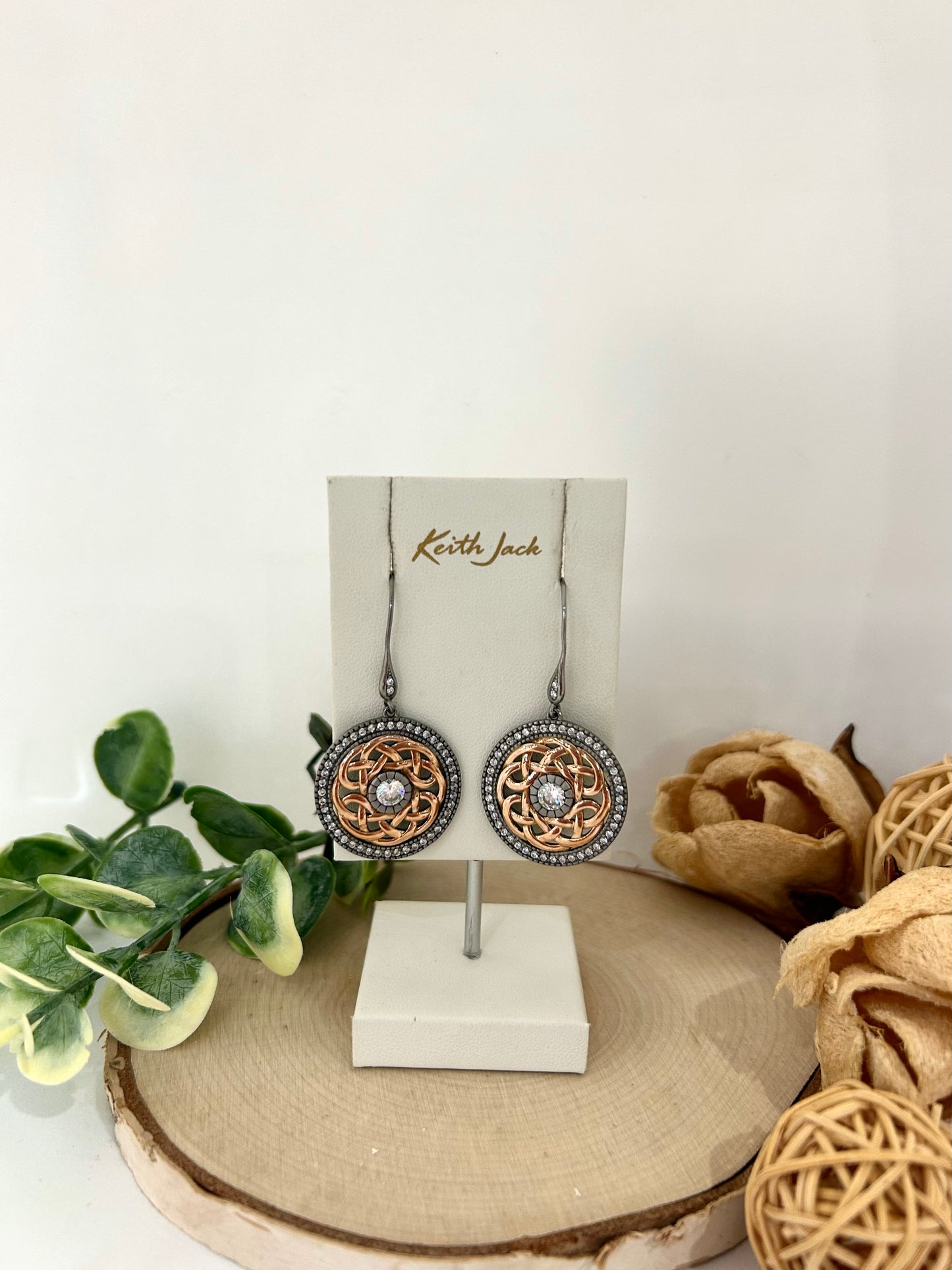Silver and 10k Rose Gold Brave Heart Earrings