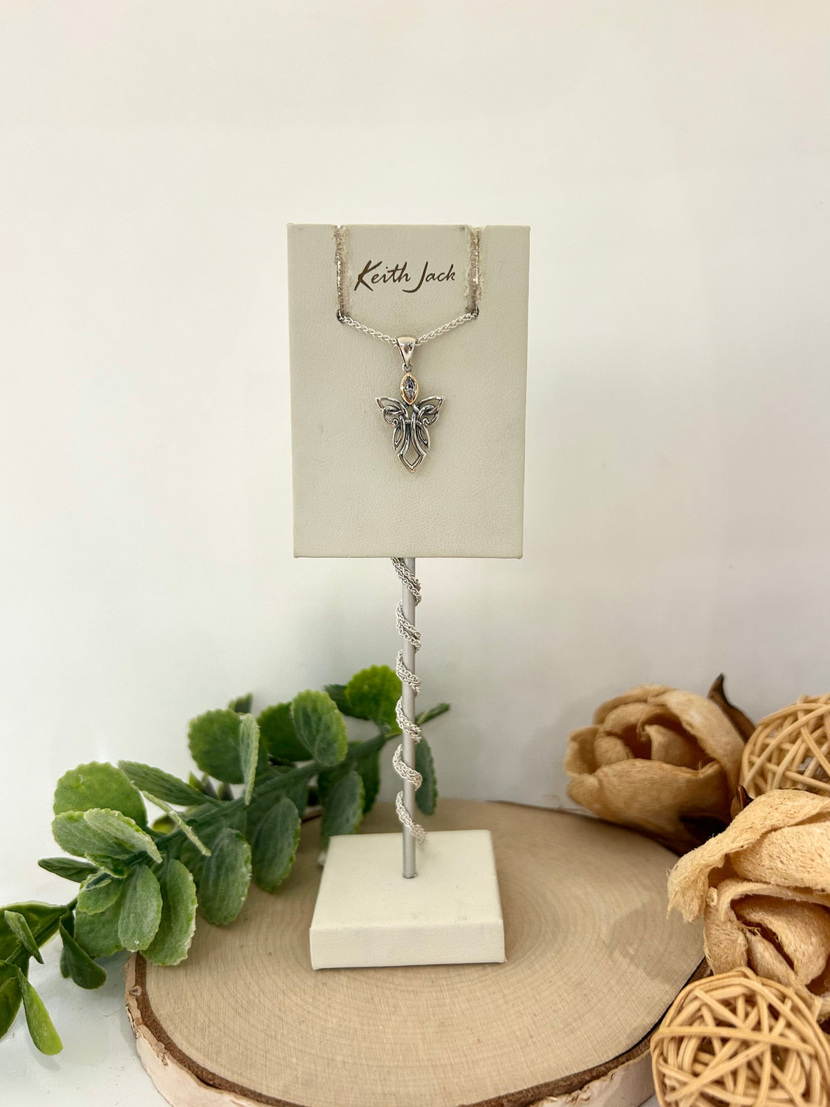 Silver and 10k Yellow Gold Guardian Angel Pendant