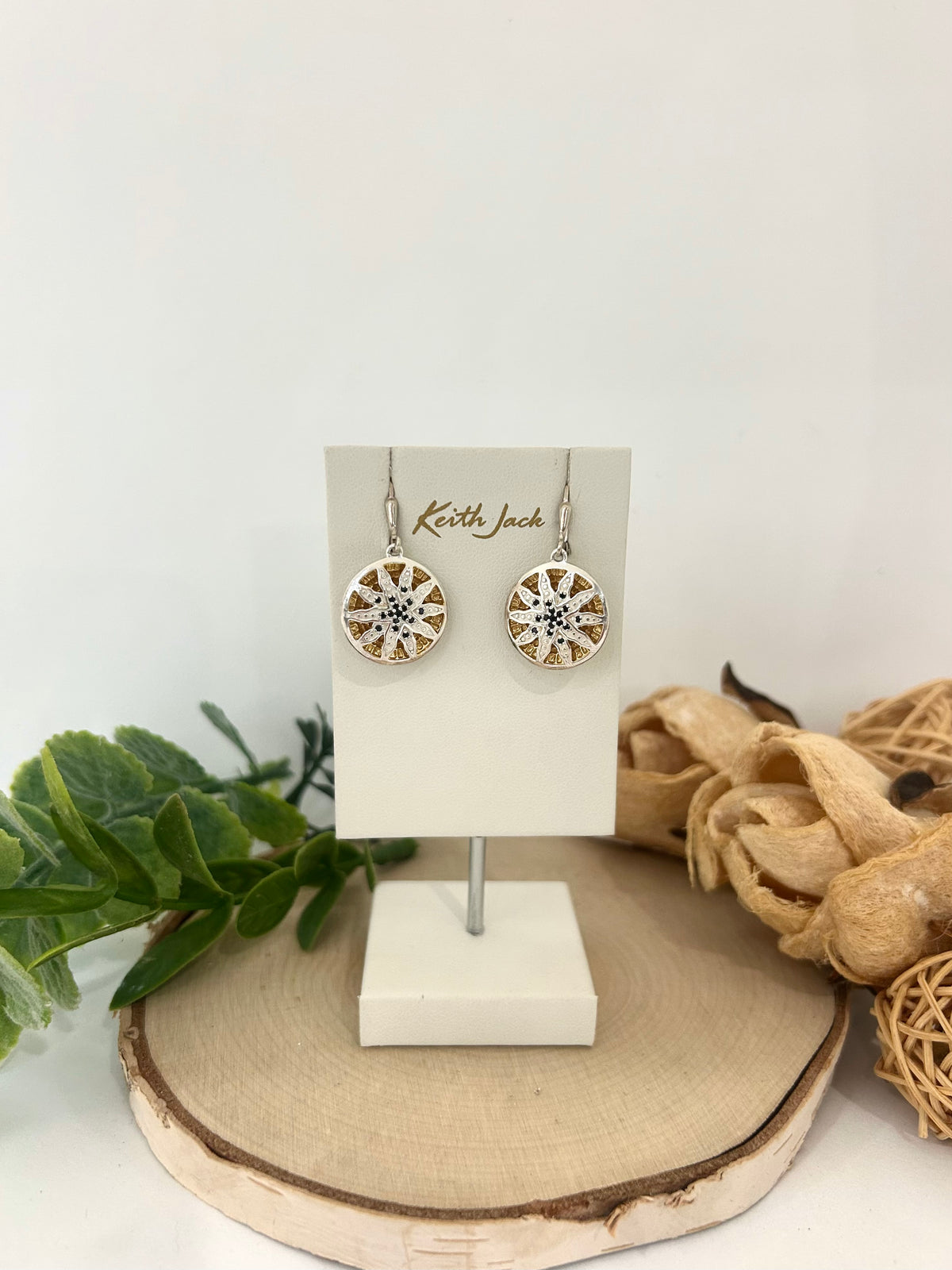 Silver and 14k Yellow Gold Celestial Gilded Earrings
