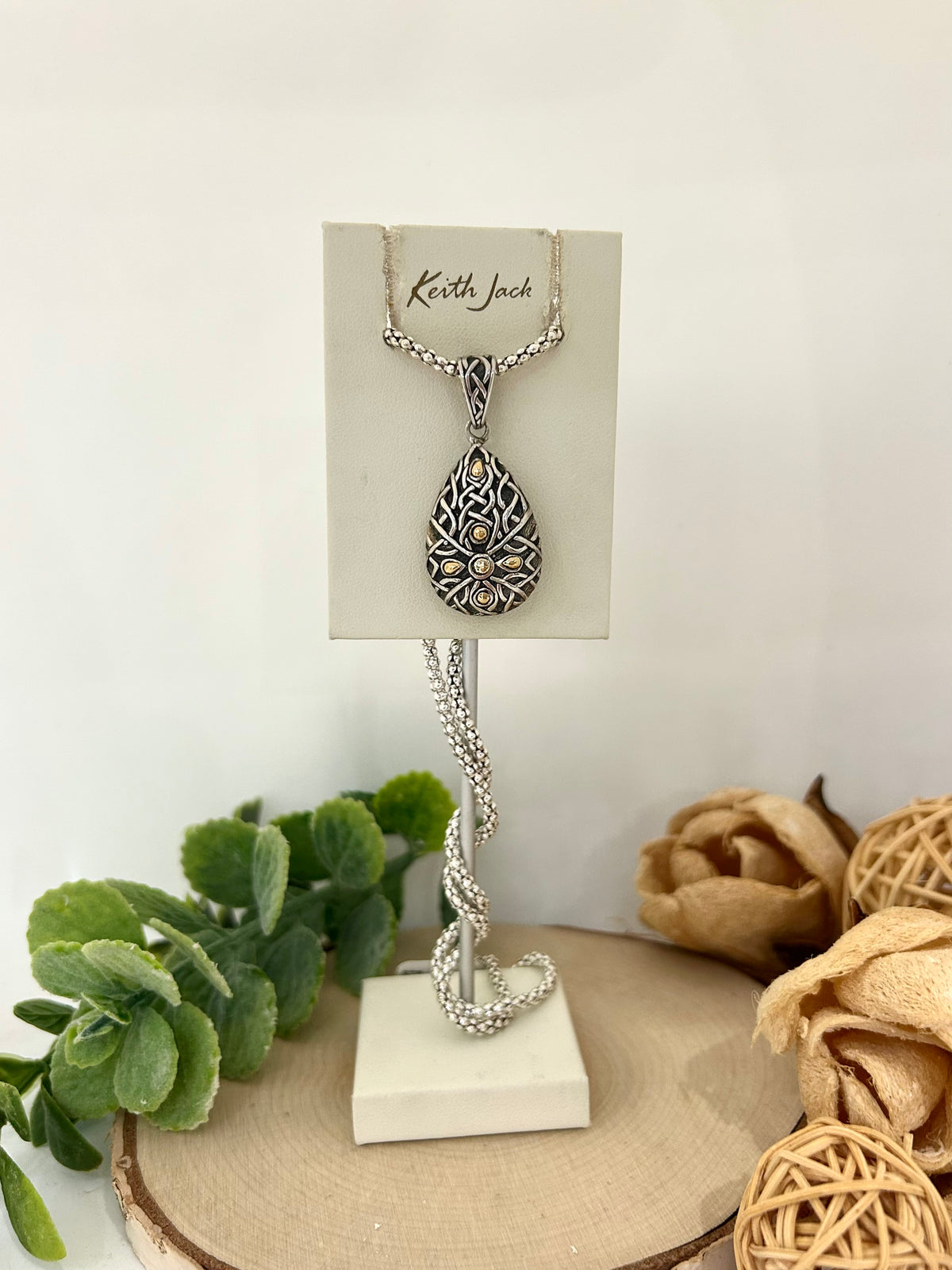 Silver and 18k Yellow Gold Solstice Drop Pendant