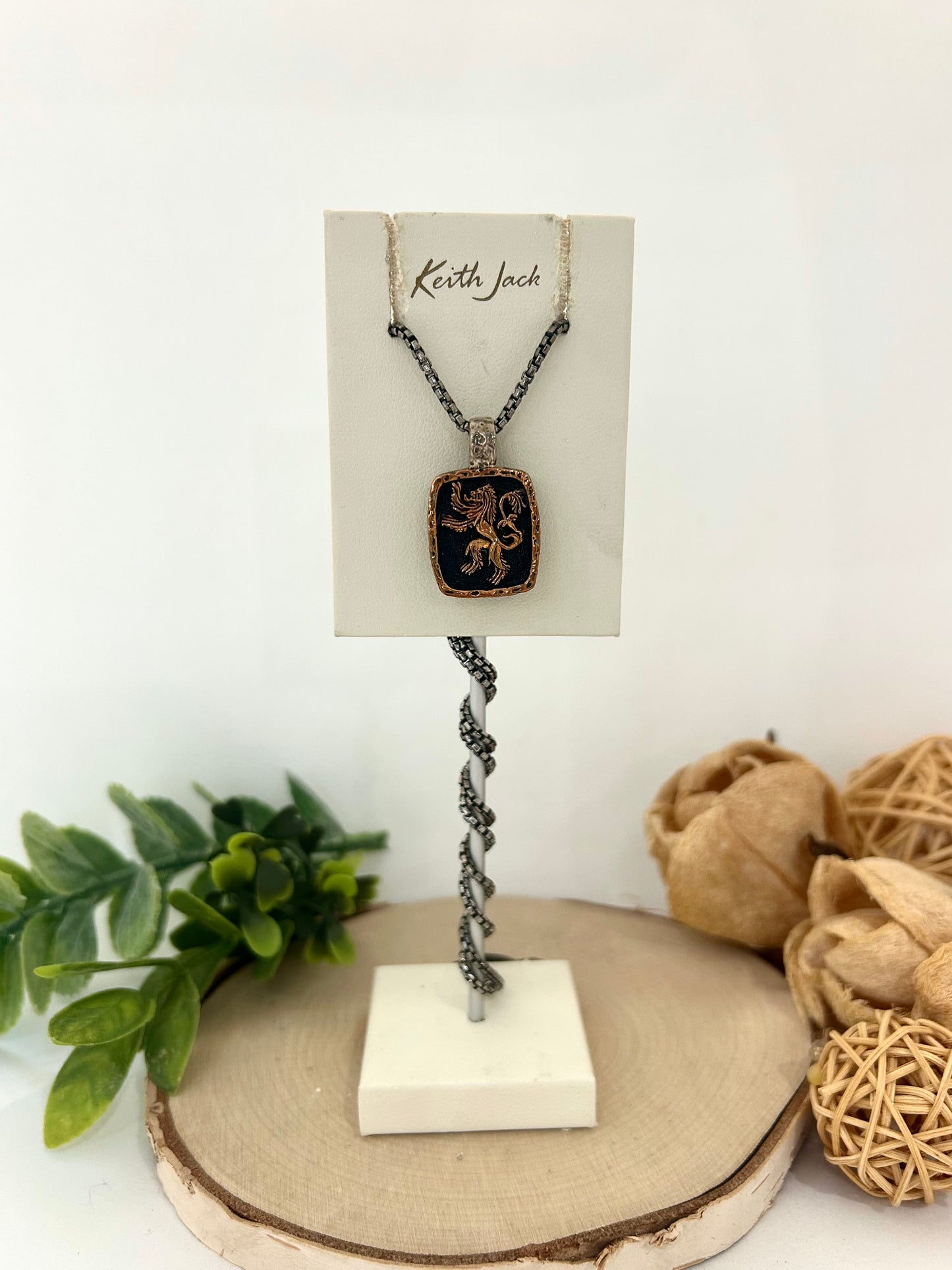 Silver and Bronze Lion Rampant Pendant