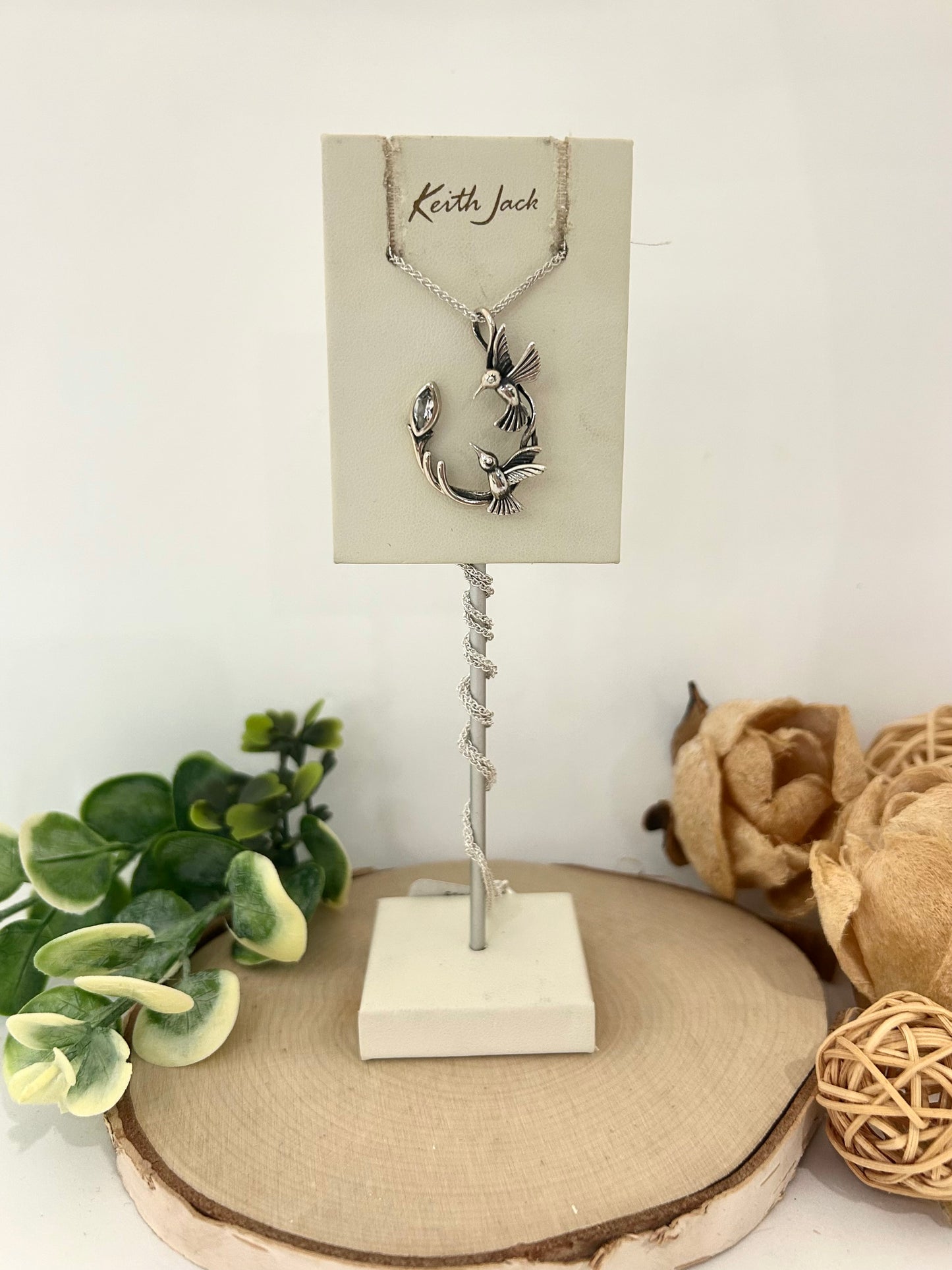Silver and 10k Yellow Gold Double Hummingbird Pendant