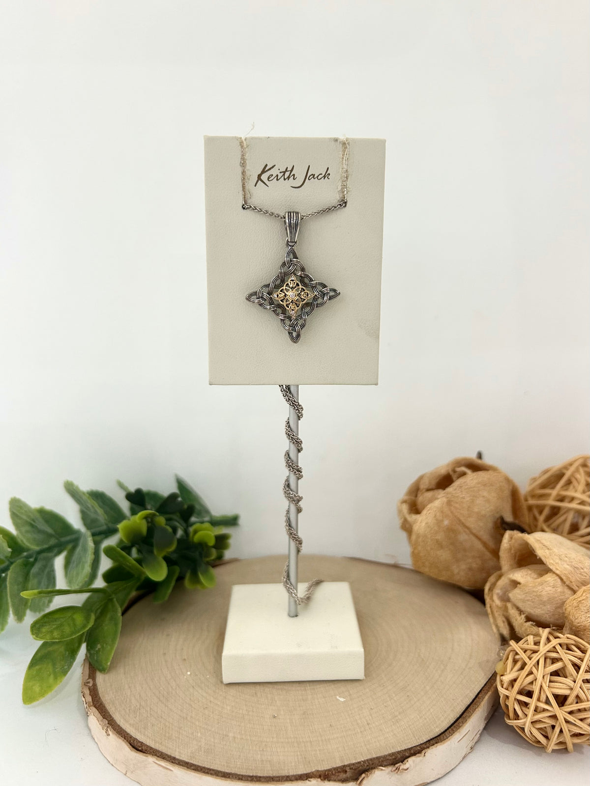 Silver and 10k Yellow Gold Celestial Pendant