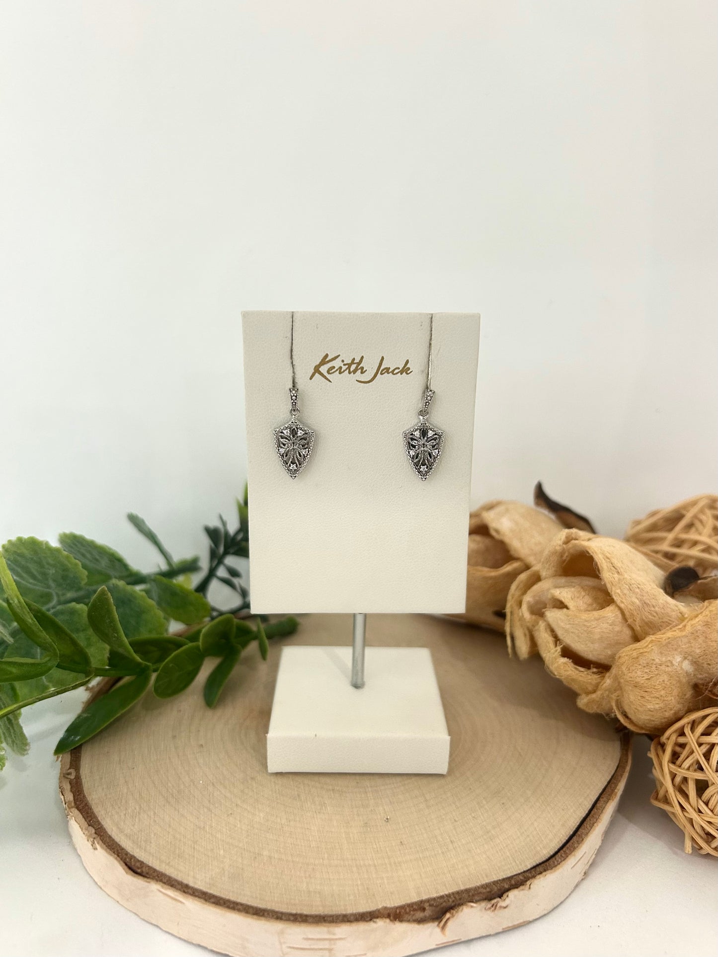 Silver Guardian Angel Shield Earrings