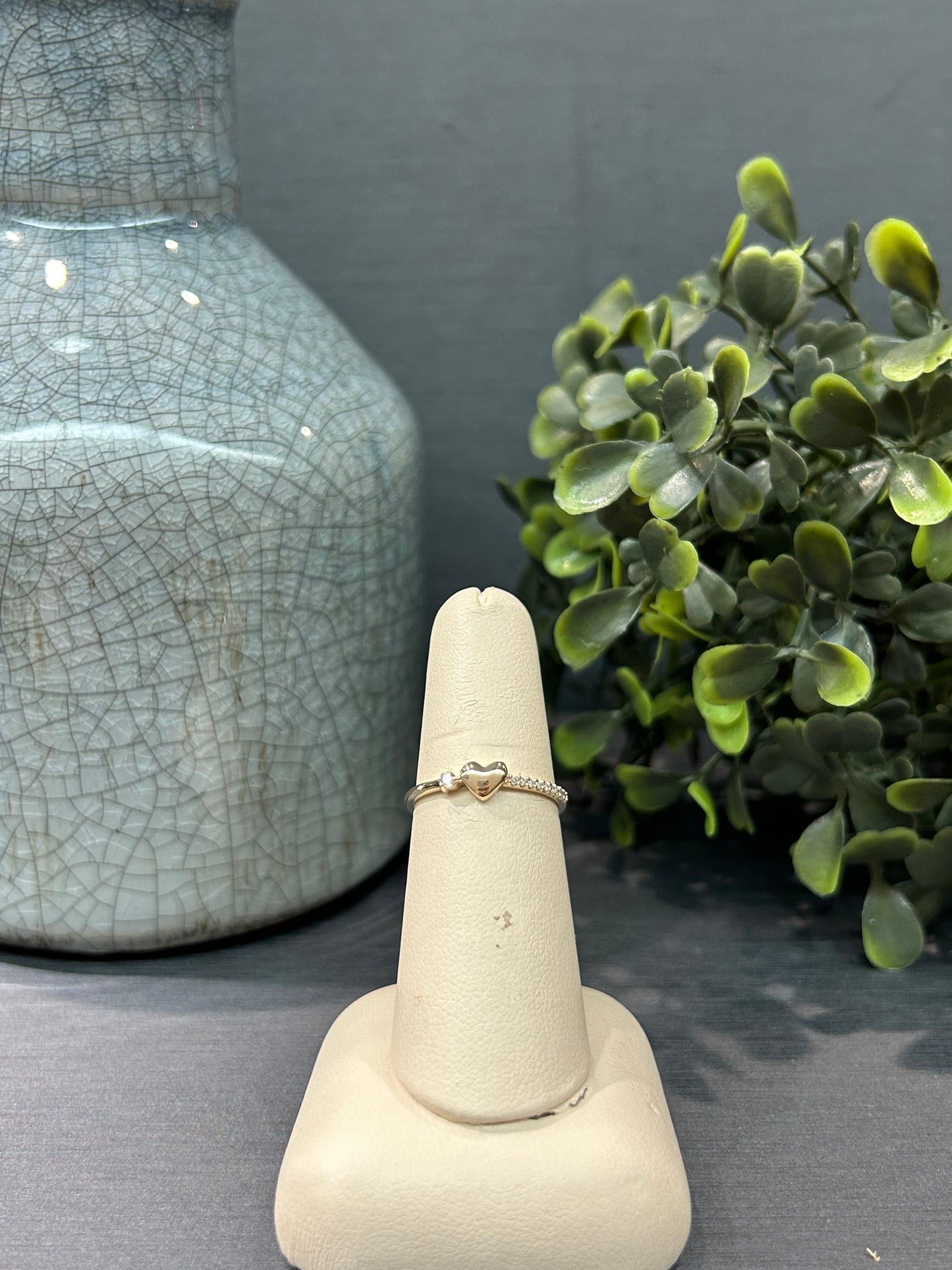 10k Yellow Gold 0.03ctw Diamond Heart Bubble Ring