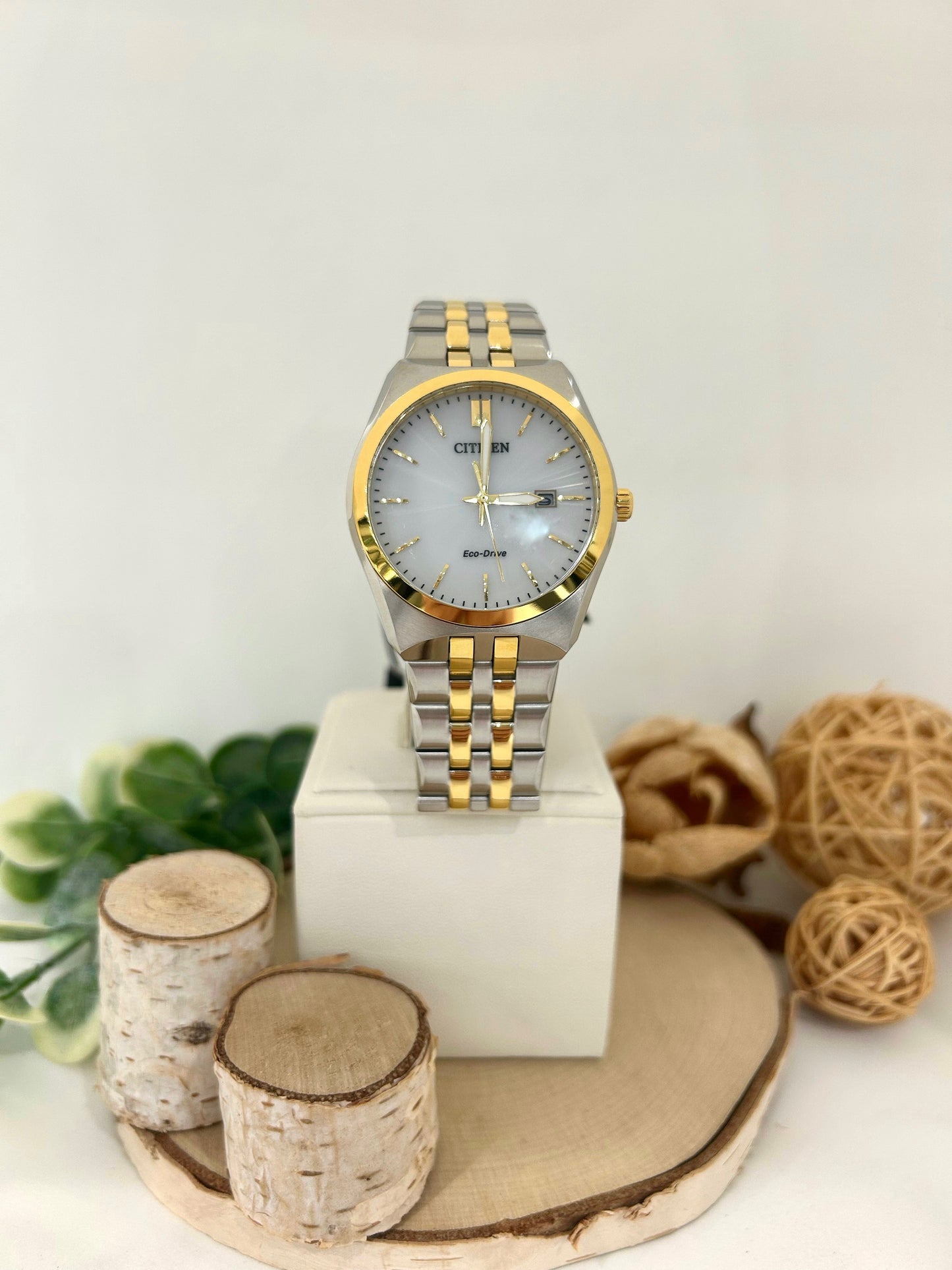 Men's Citizen Eco Drive Two Tone Corso Watch with Metal Band