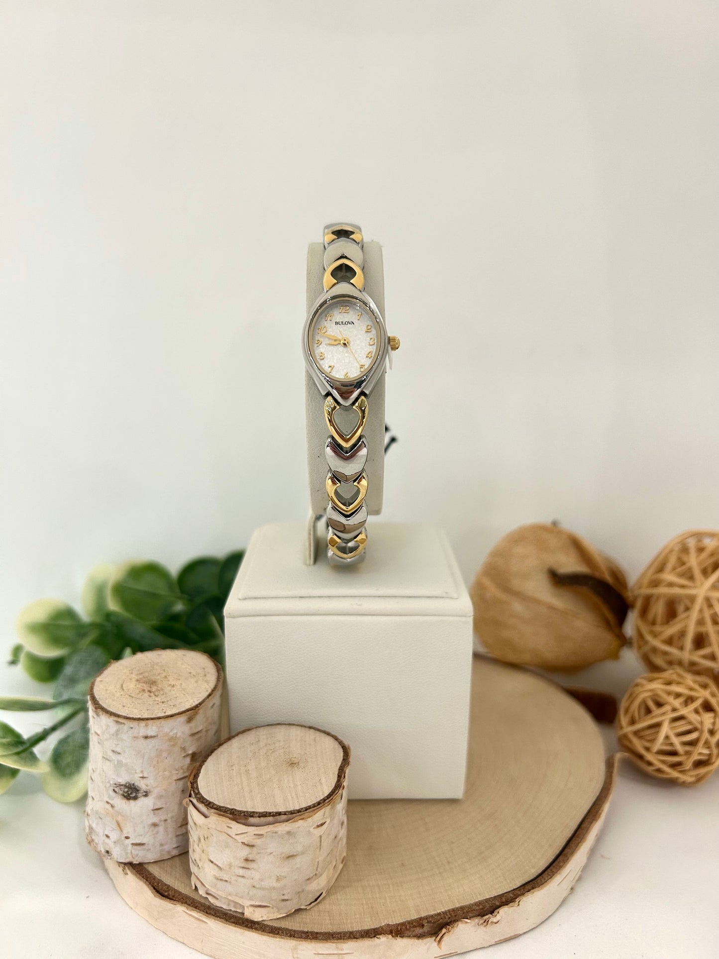 Women's Bulova Two-Tone Watch Heart Shaped Metal Band