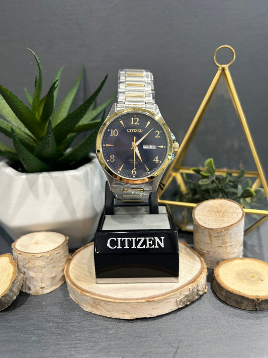 Men's Citizen Two-Tone Dark Blue Watch with Metal Band