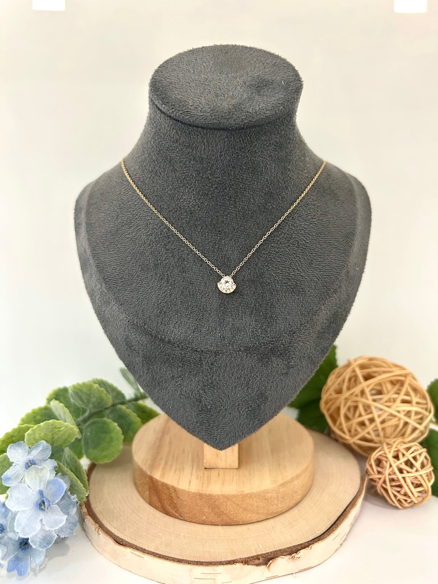 10k Yellow Gold White Topaz Half Halo Pendant