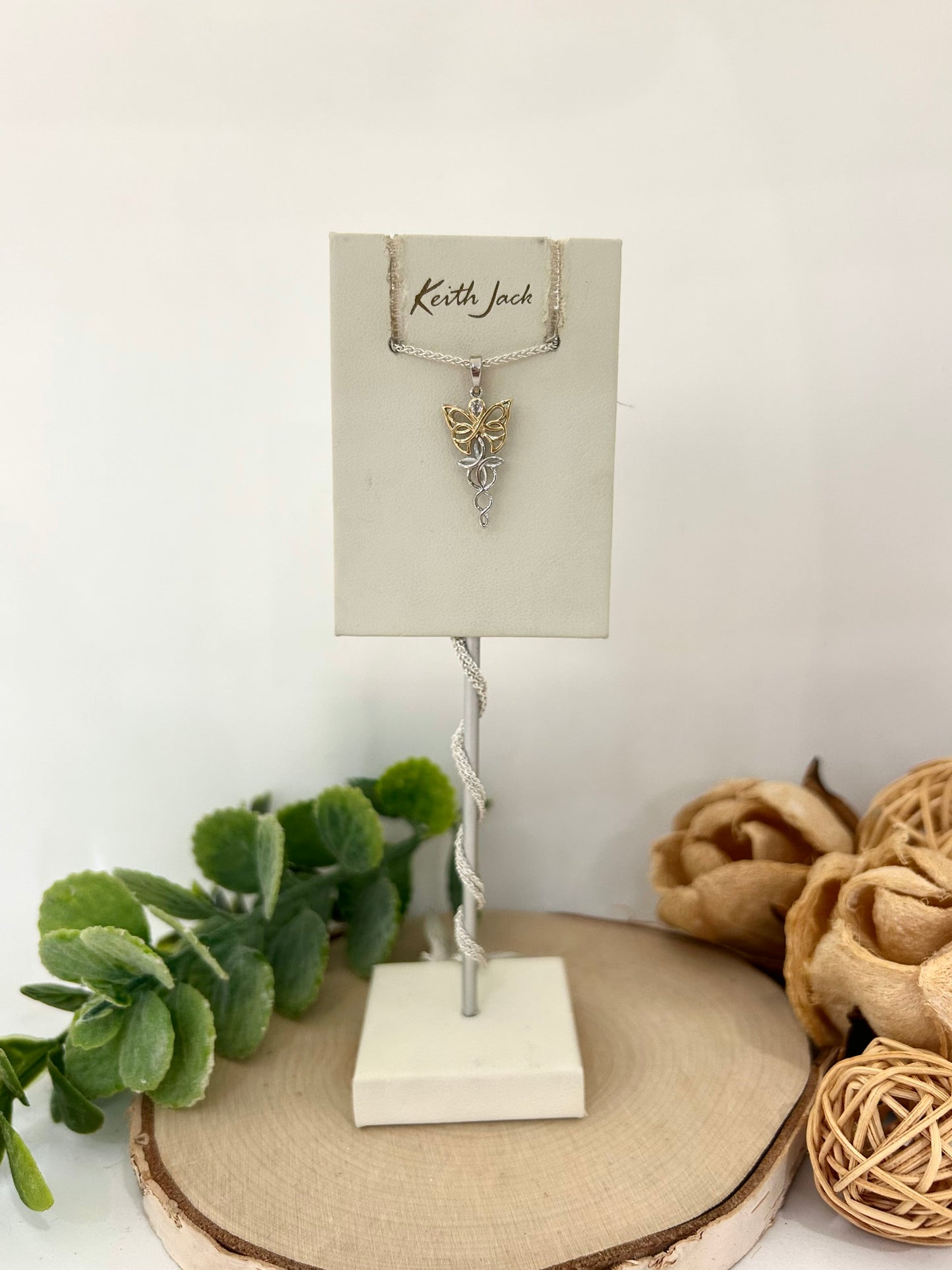 Silver and 10k Gold Butterfly Petite Pendant