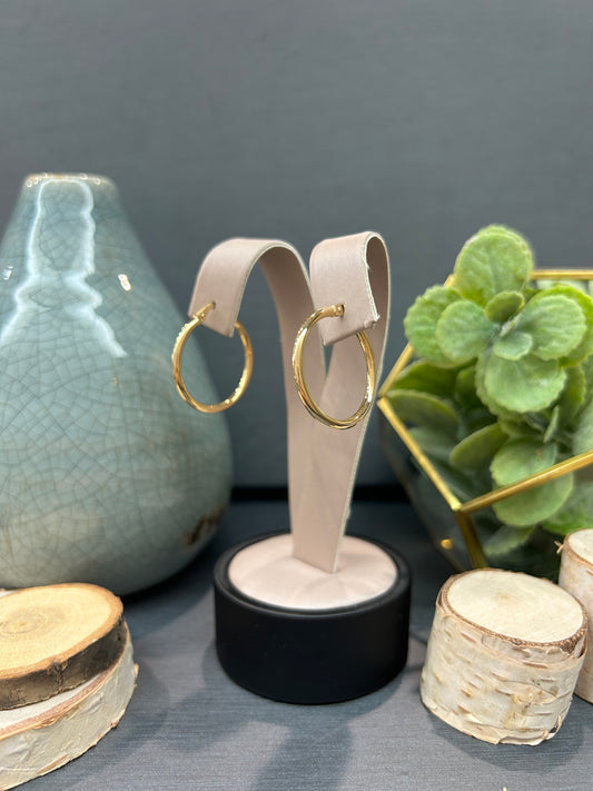 10k Yellow Gold Polished Thin Round Hoop Earrings