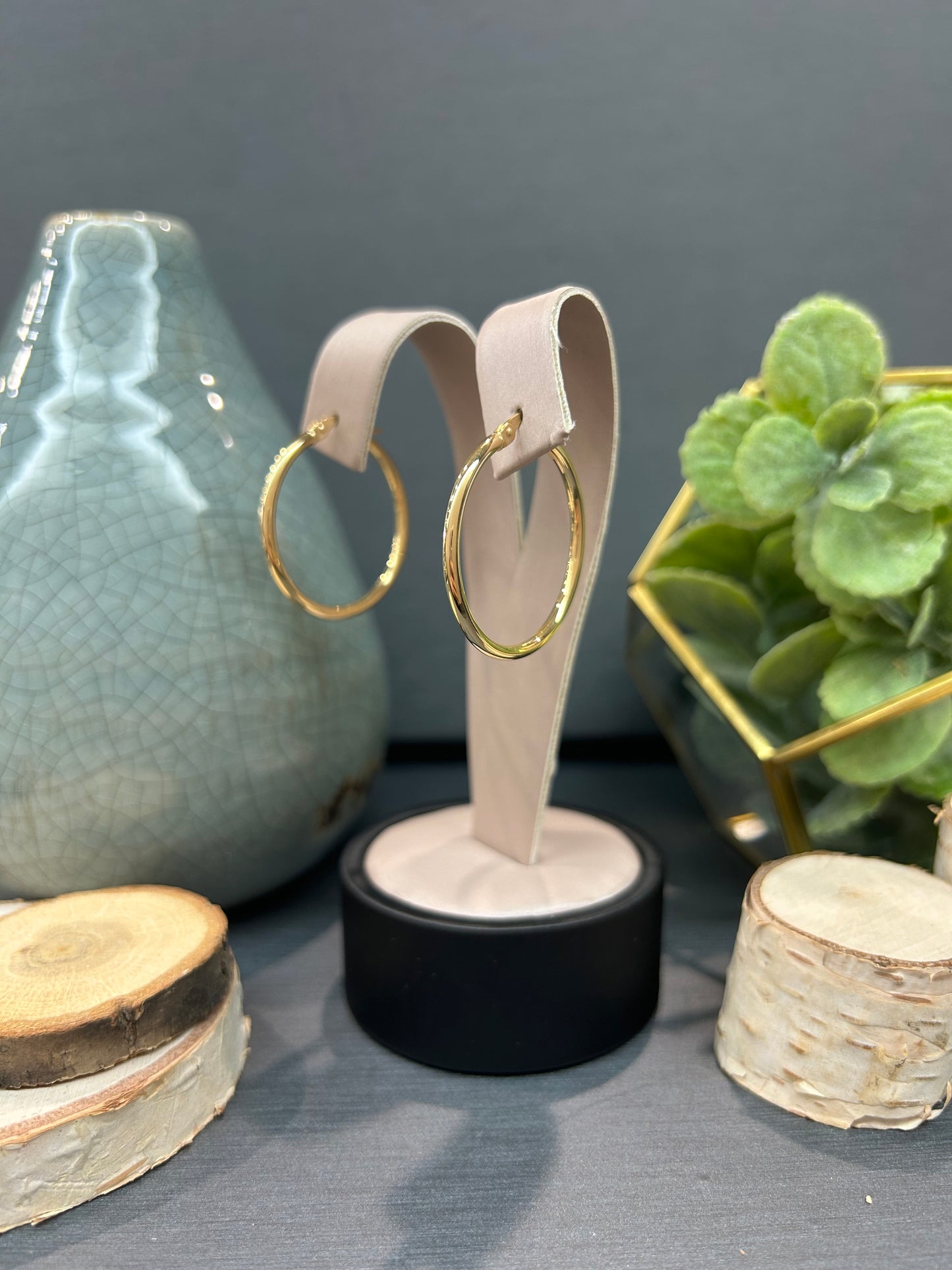 10k Yellow Gold Polished Thin Round Hoop Earrings