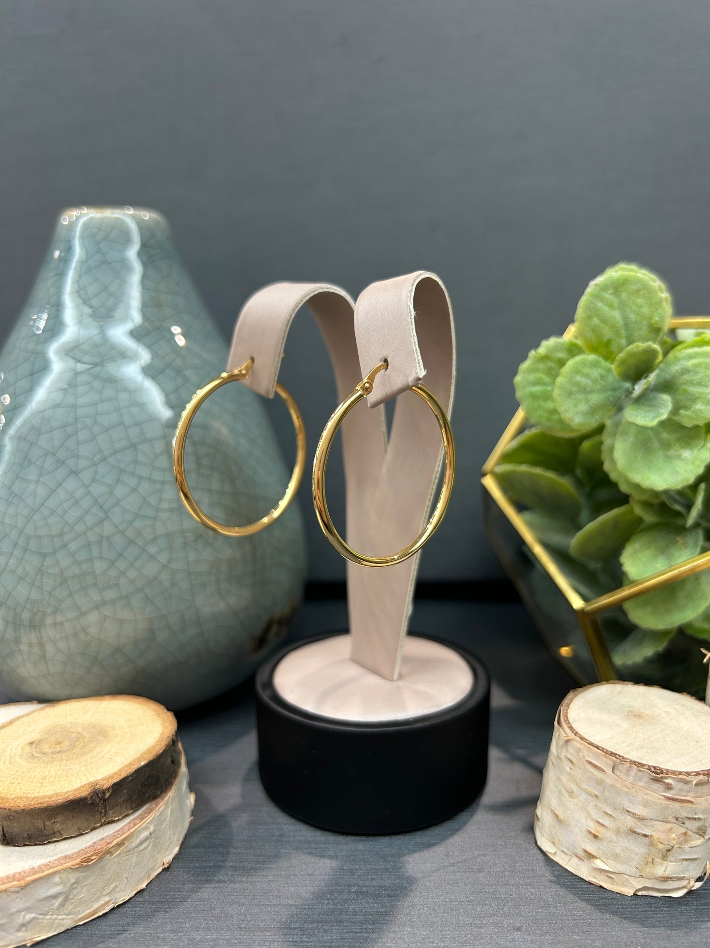 10k Yellow Gold Polished Thin Round Hoop Earrings