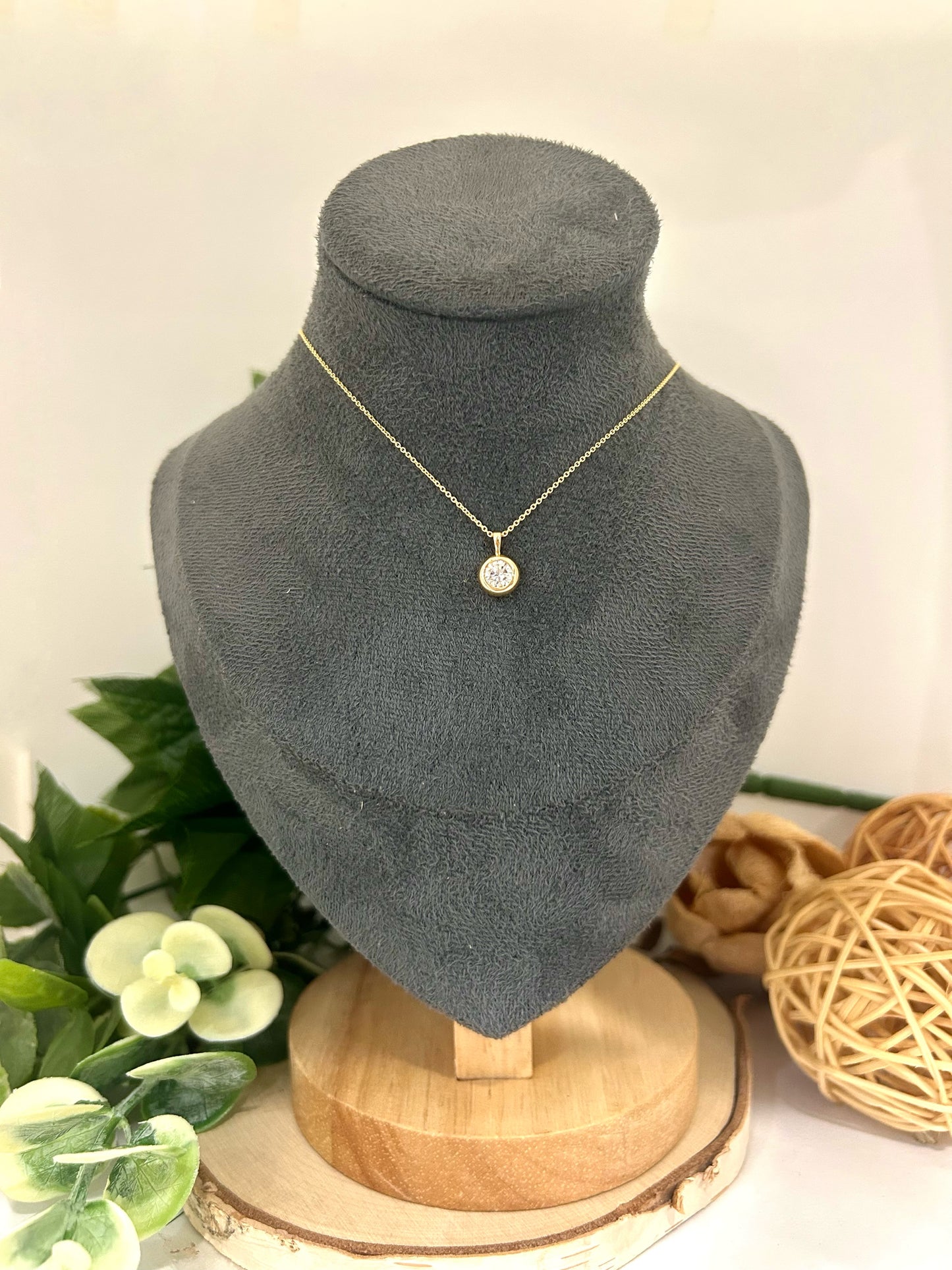 10k Yellow Gold 0.50ctw Lab Diamond Bezel Set Solitaire Pendant