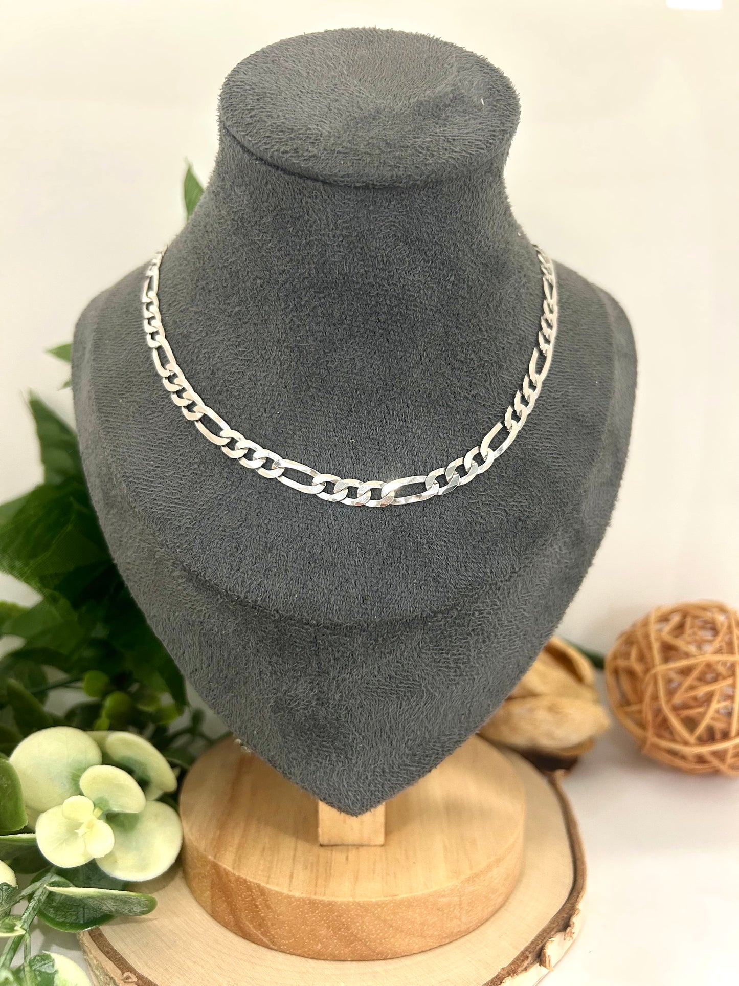 Men's Sterling Silver 5mm Flat Figaro Chain