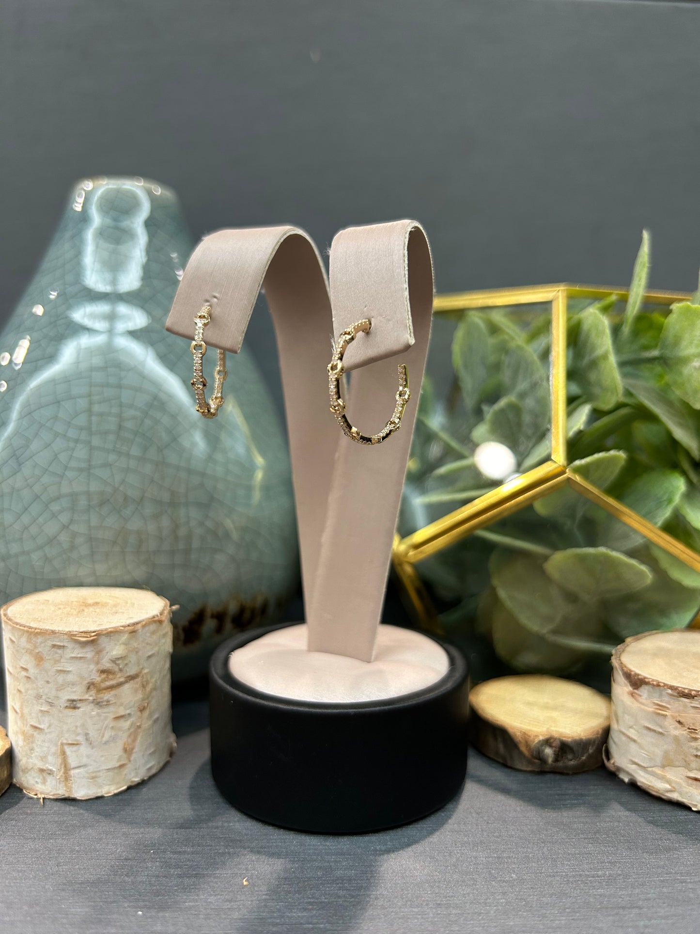 14k Yellow Gold 0.23ctw Diamond and Circle Accent Hoop Earrings