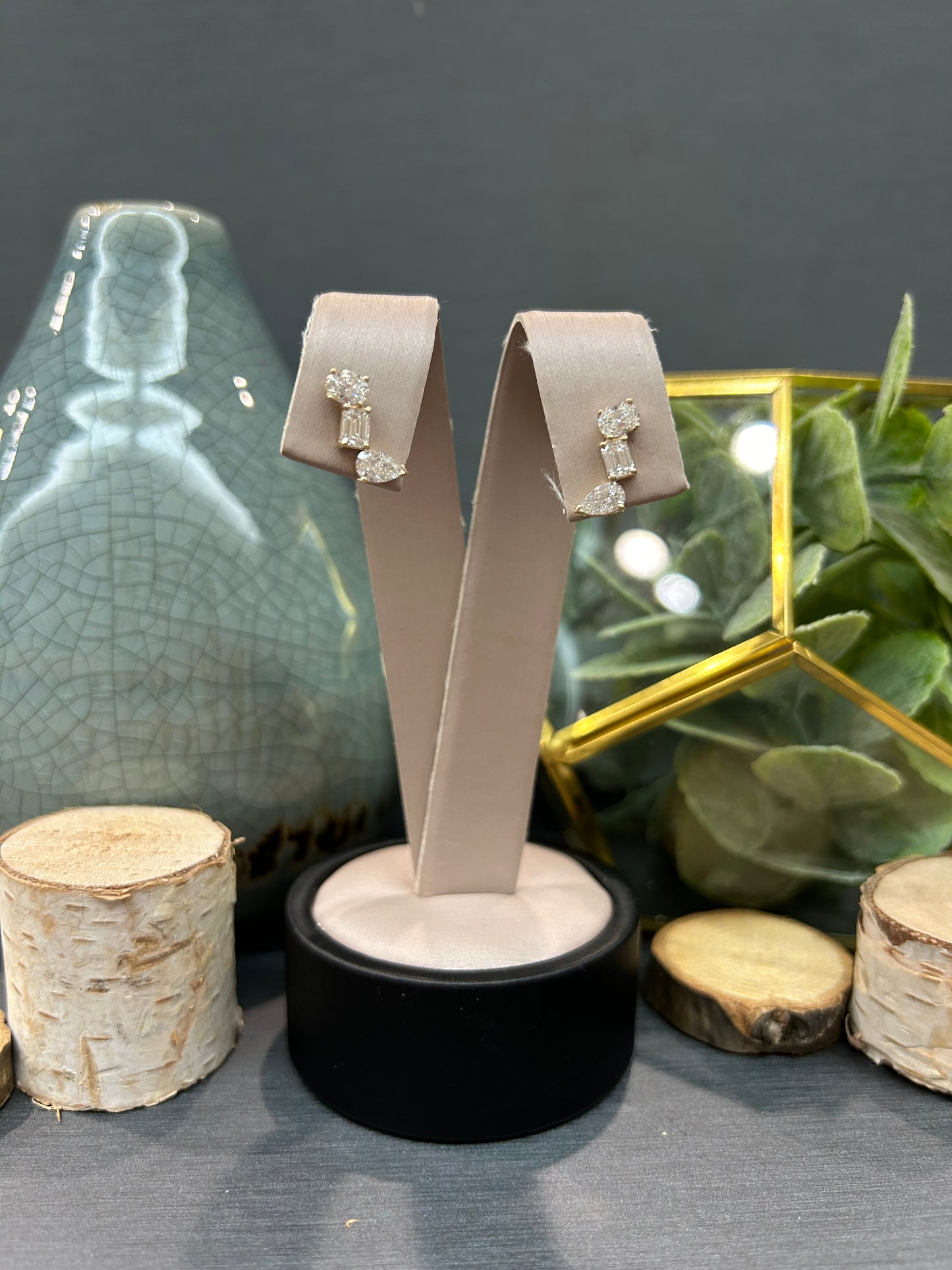 10k Yellow Gold 1.50ctw Lab Diamond Mutli Shaped Crawler Stud Earrings
