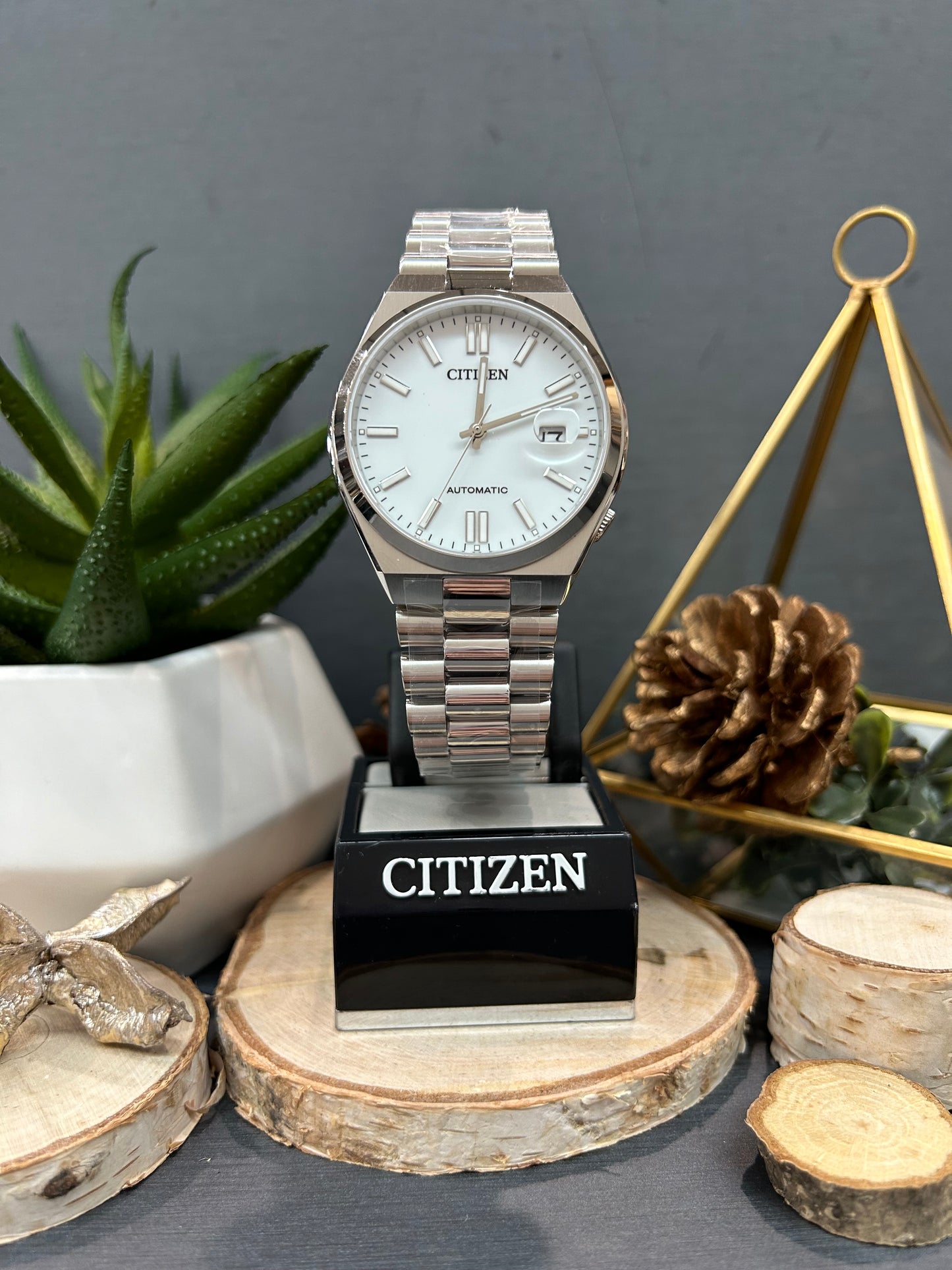 Men's Citizen Automatic Colored Face Watch with Metal Band