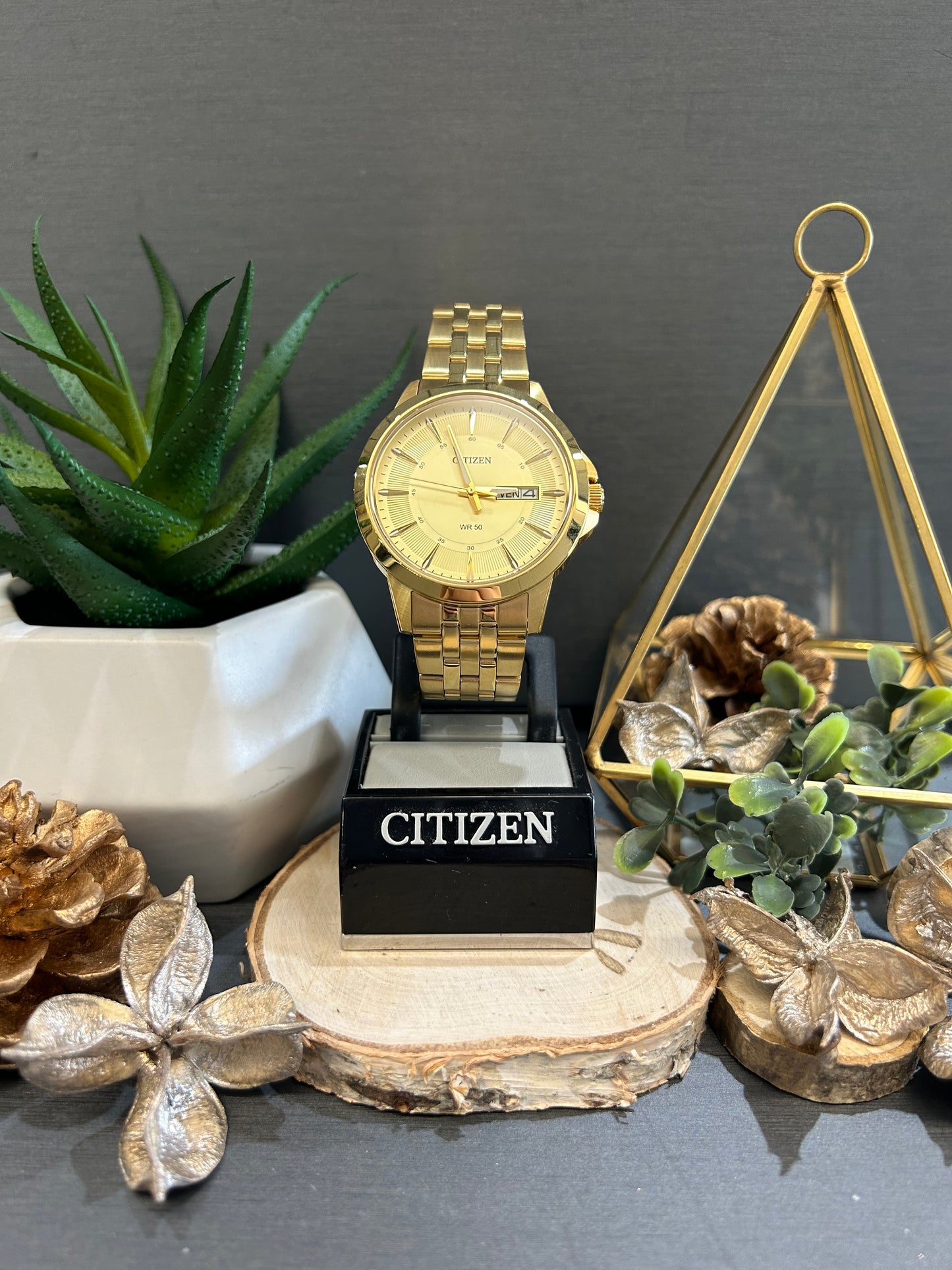 Men's Citizen Black Watch Face with Metal Band