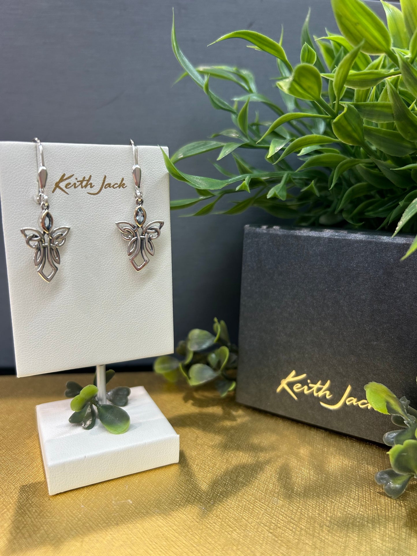Silver and 10k Yellow Gold Guardian Angel Earrings