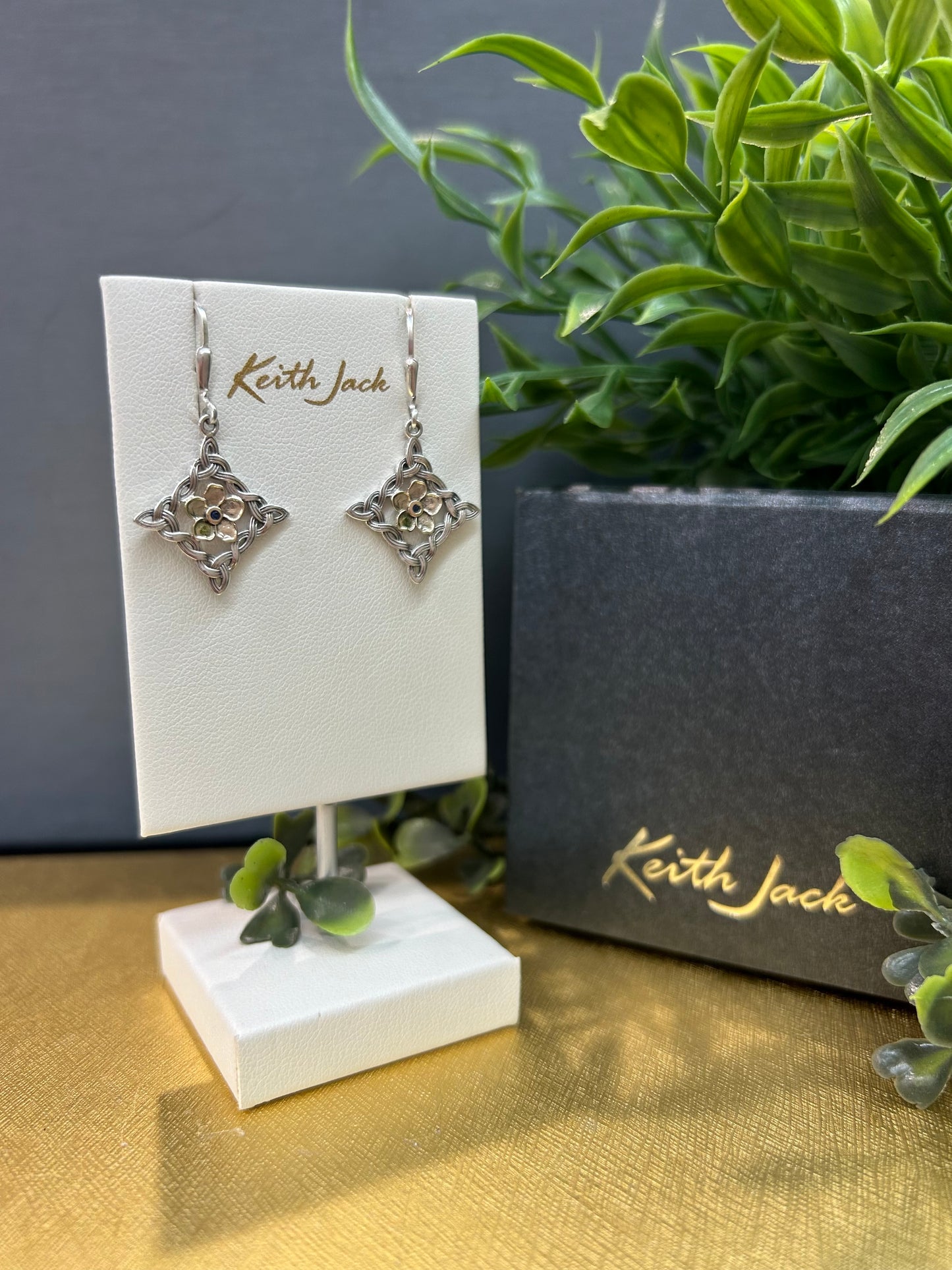 Silver and 10k Yellow Gold Forget-Me-Knot Earrings