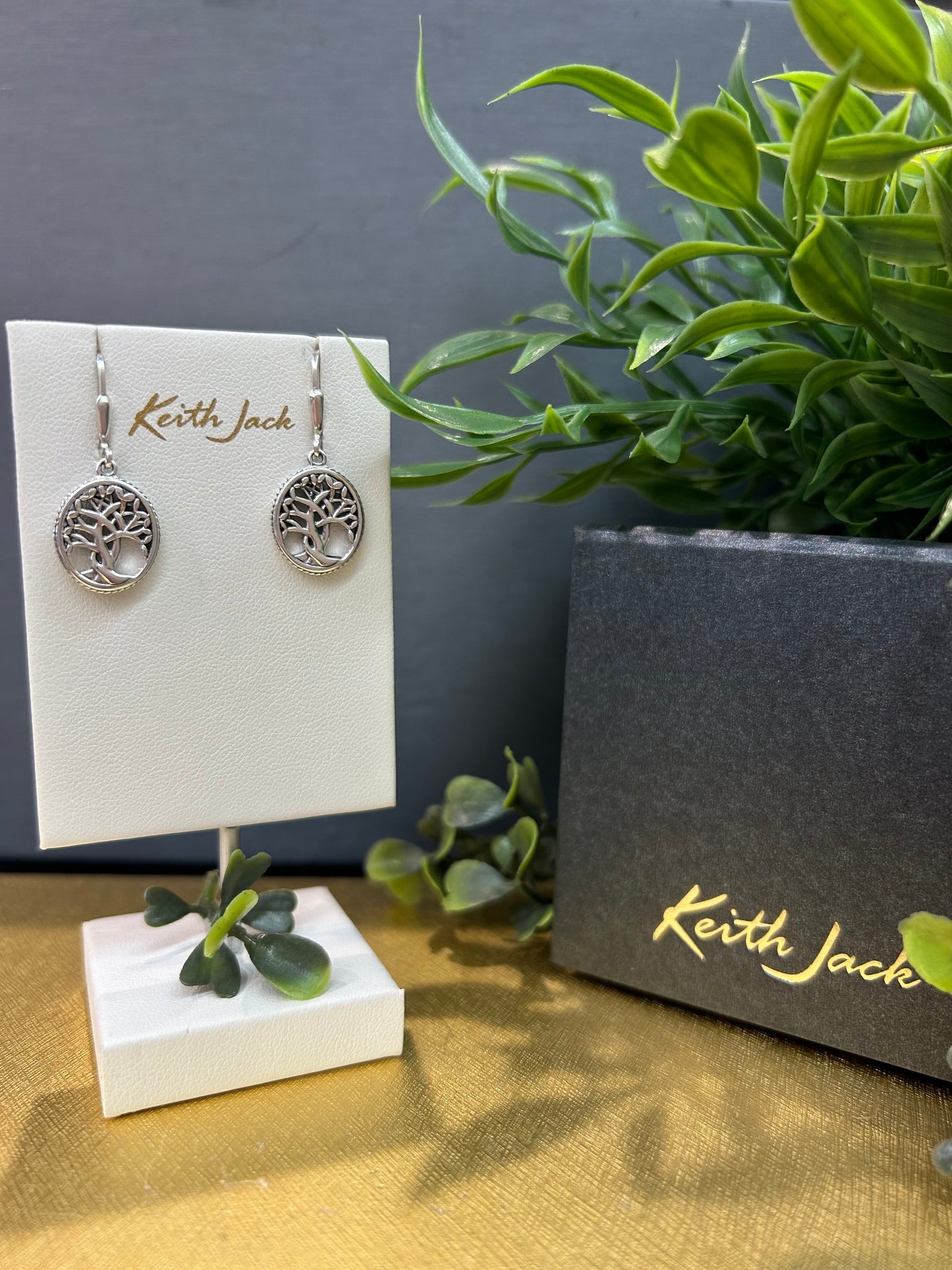 Silver and 10k Yellow Gold Tree of Life Earrings