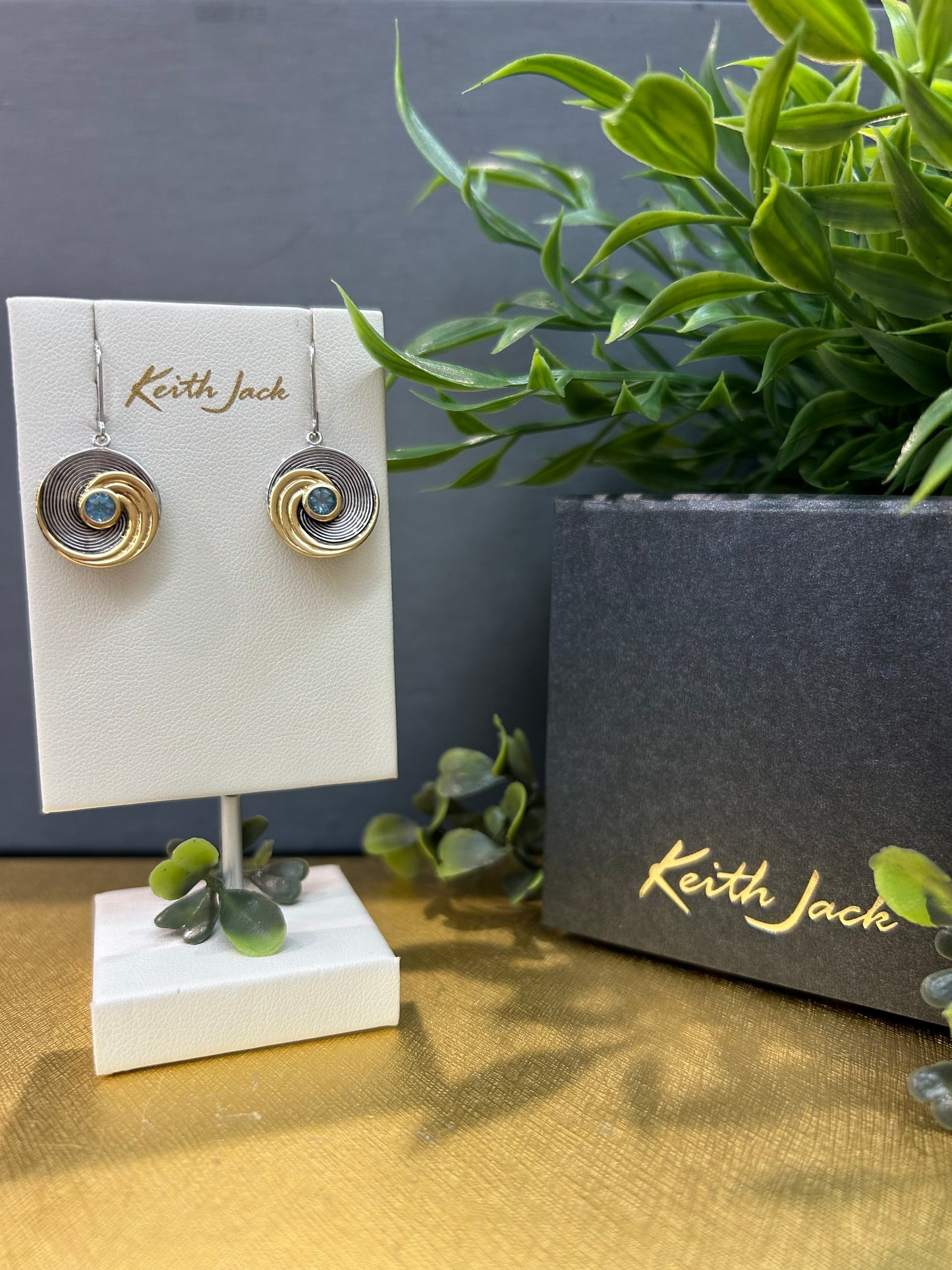 Silver and 23k Yellow Gold Whirlpool Earrings