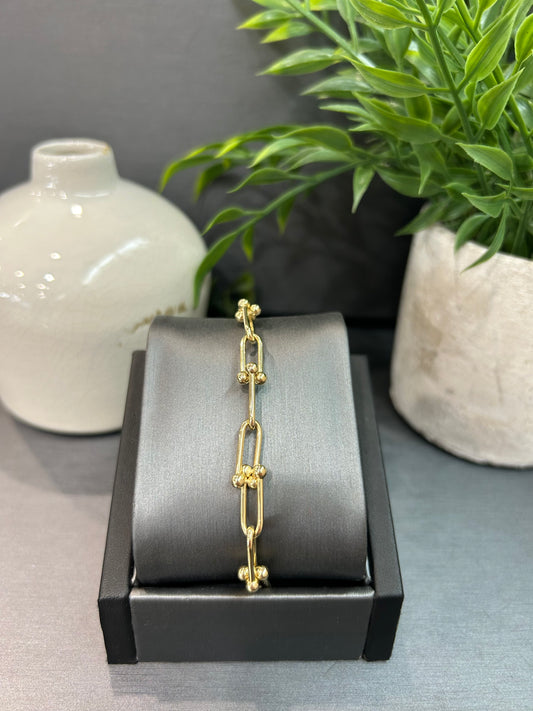 10k Gold Oval Ball Link Bracelet