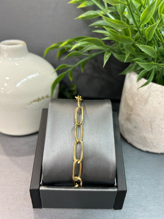 10k Gold Large Oval Link Bracelet