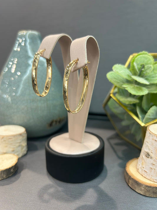 10k Yellow Gold Wide Oval Hoop Earrings