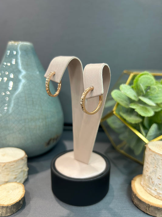 10k Rose Gold Square Diamond Cut Hoop Earrings