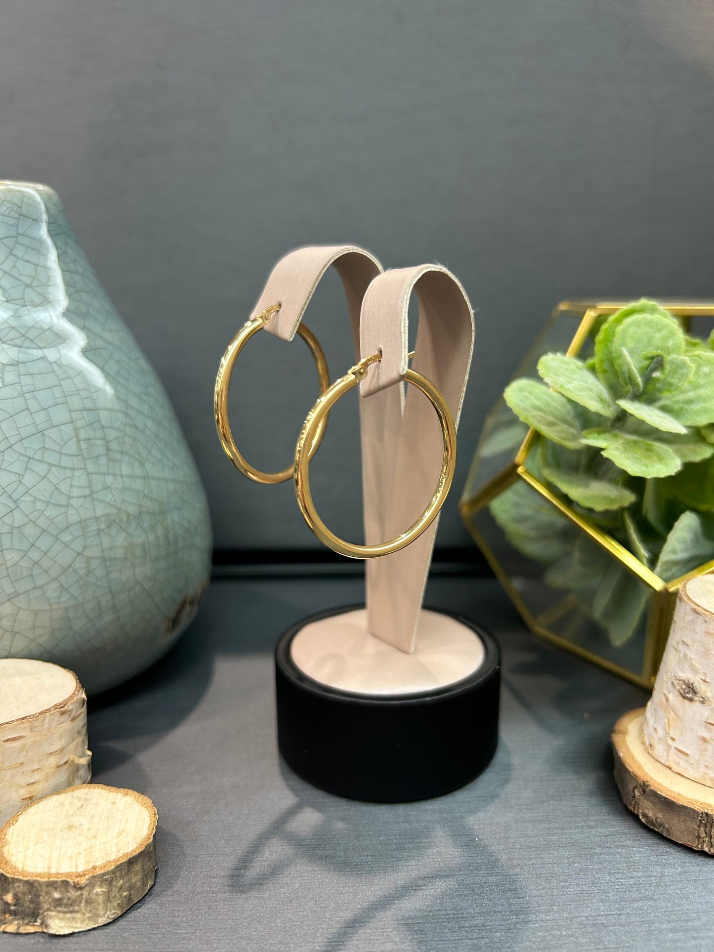 10k Yellow Gold Polished Round Hoop Earrings