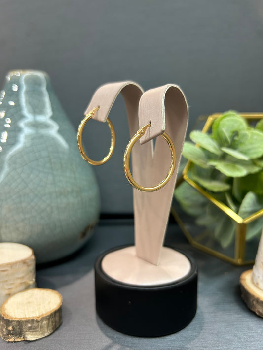 10k Yellow Gold Polished Round Hoop Earrings