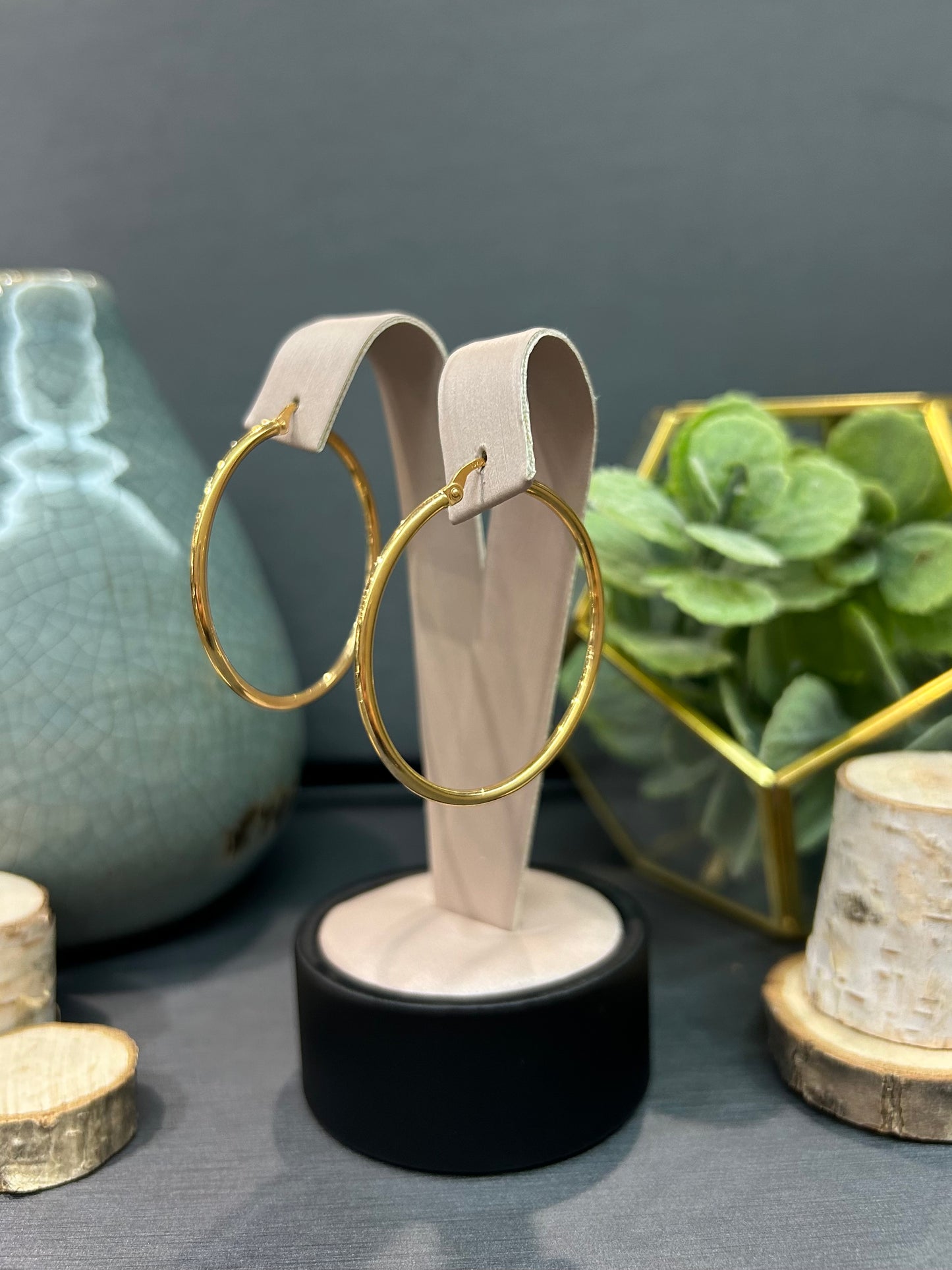 10k Yellow Gold Polished Thin Round Hoop Earrings