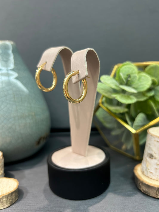 10k Yellow Gold Polished Tube Hoop Earrings