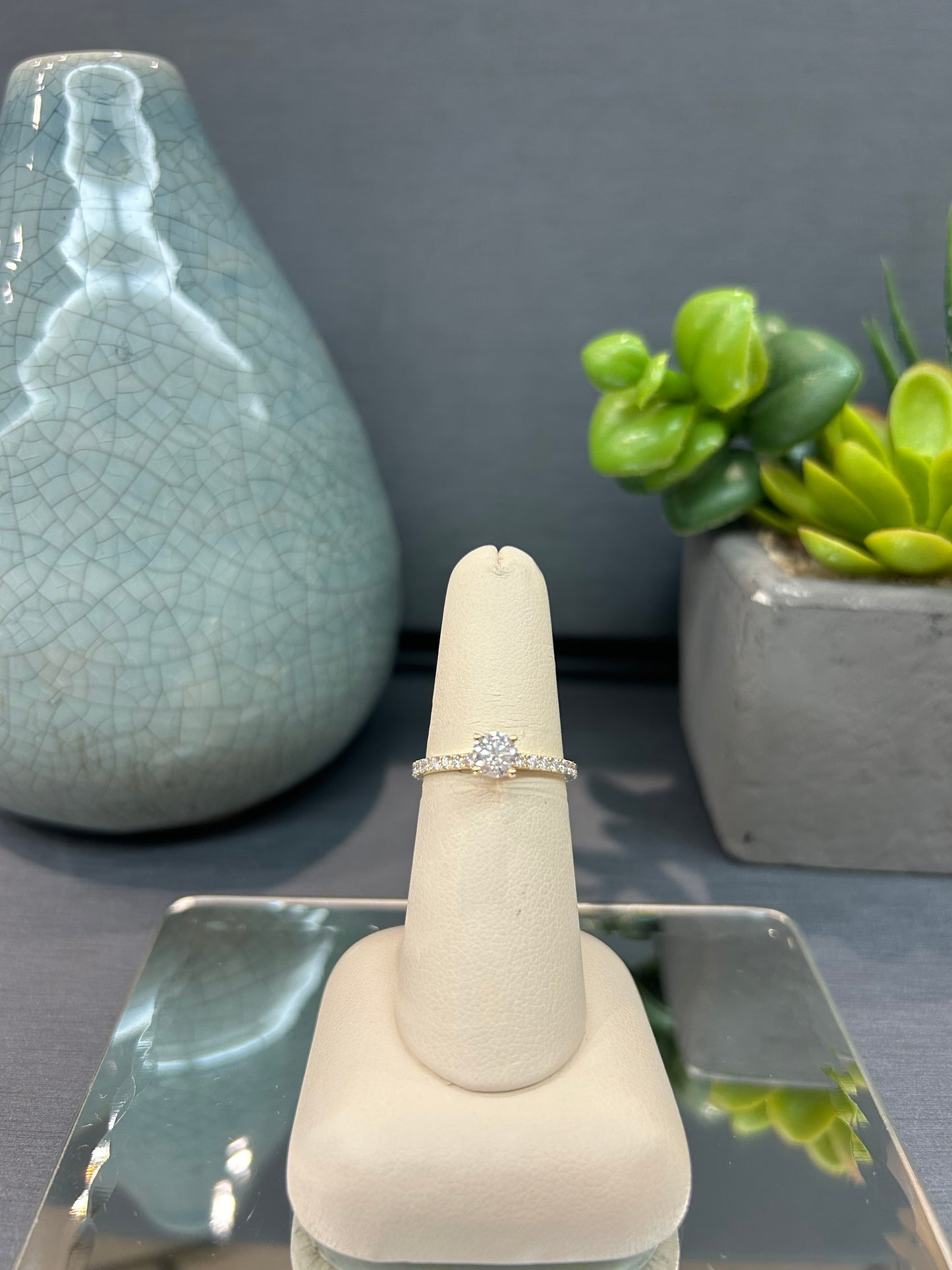 14k Yellow Gold 0.50ct Diamond Shoulder Accent Noam Carver Engagement Ring