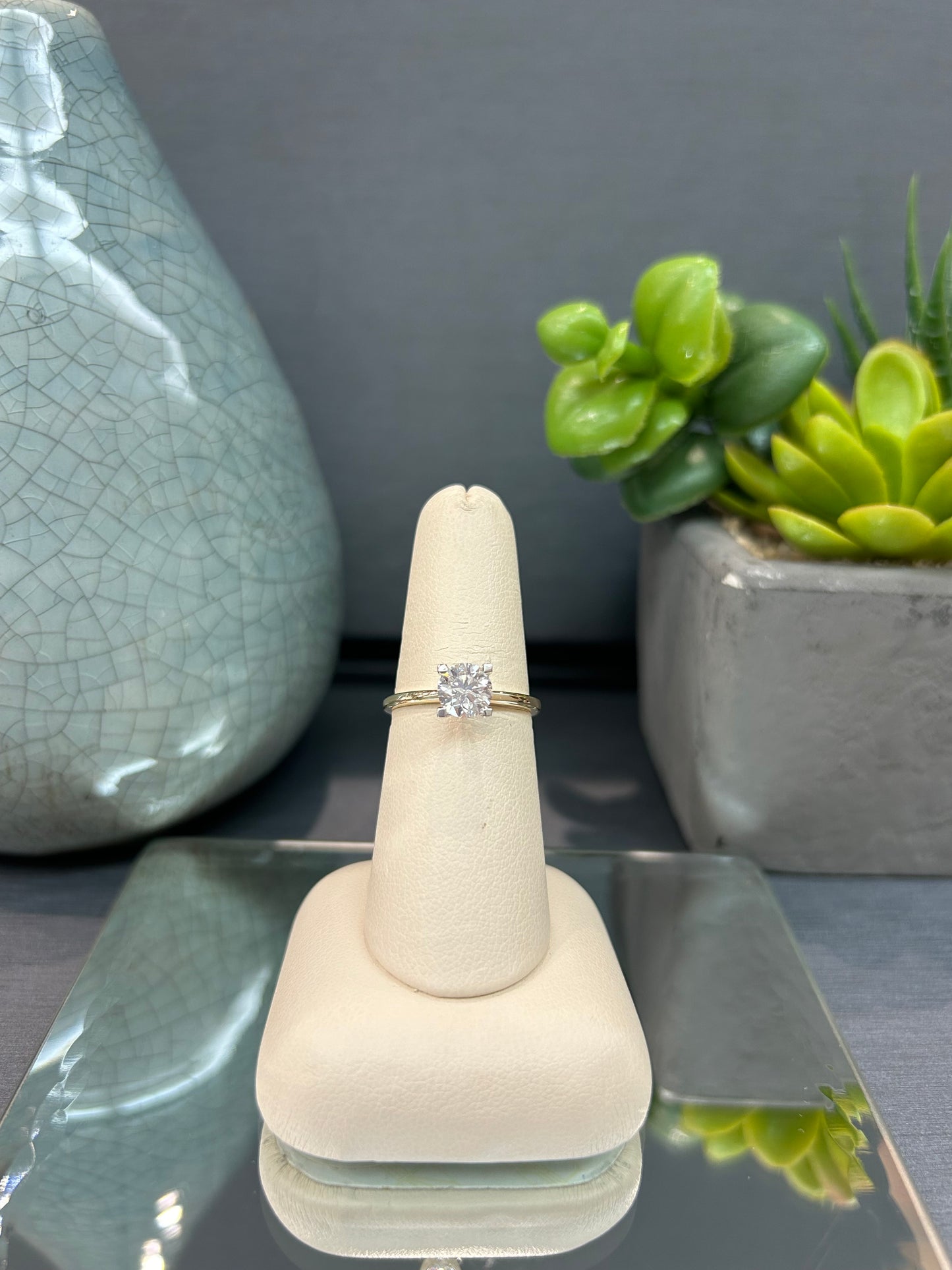 14k Gold 1.00ct Lab Diamond Hidden Halo Engagement Ring