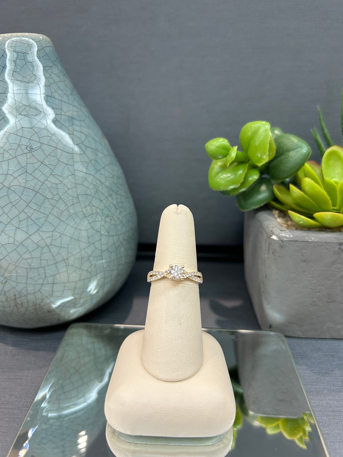 14k Yellow Gold 0.50ct Diamond Ribbon Shoulder Noam Carver Engagement Ring