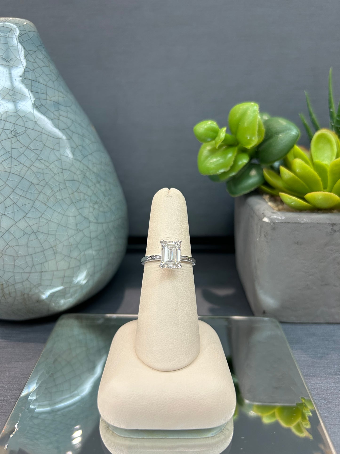 14k Gold 2.00ct Lab Diamond Emerald Solitaire Engagement Ring