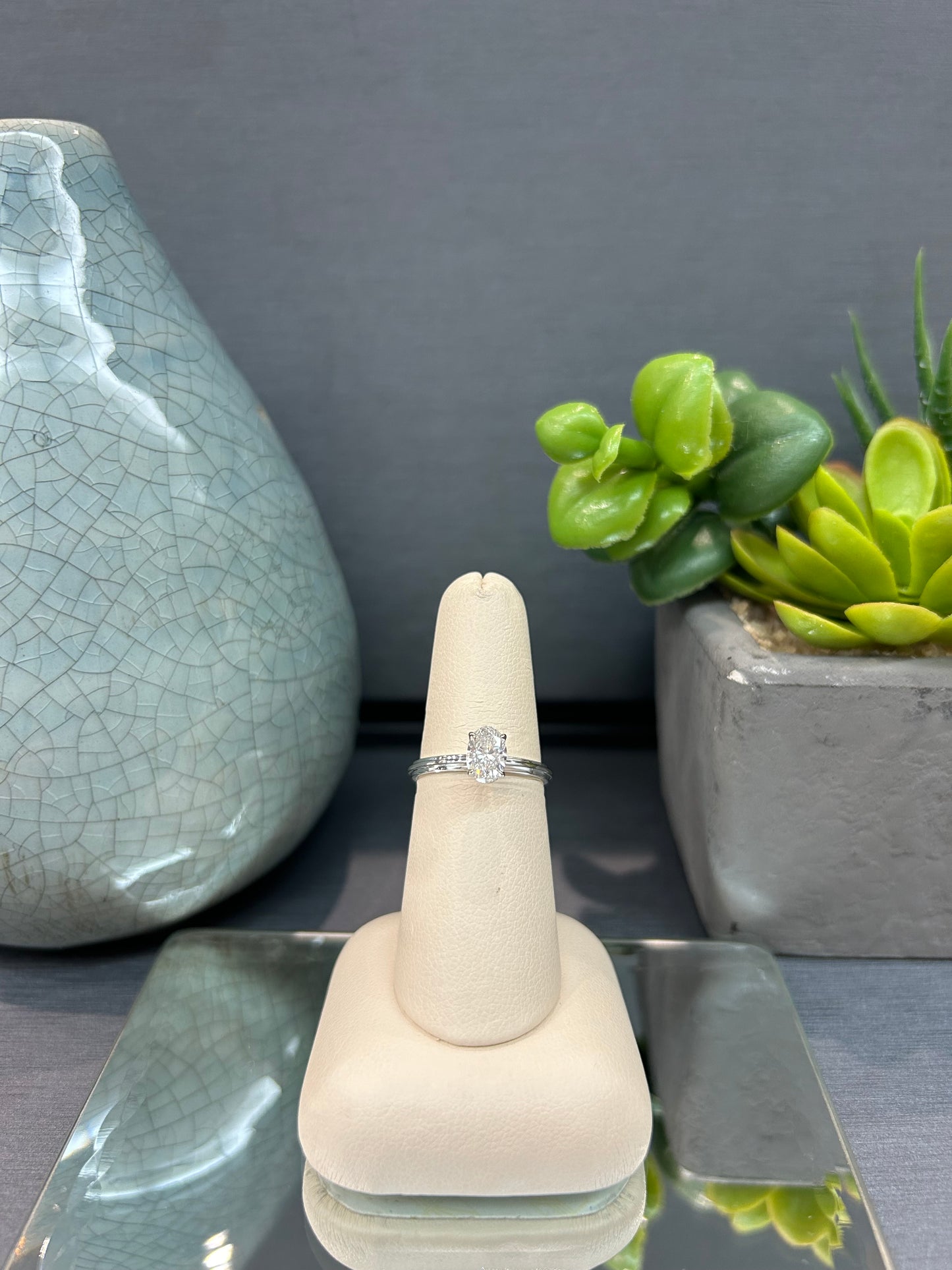 14k White Gold 0.70ct Diamond Oval Hidden Halo Noam Carver Engagement Ring