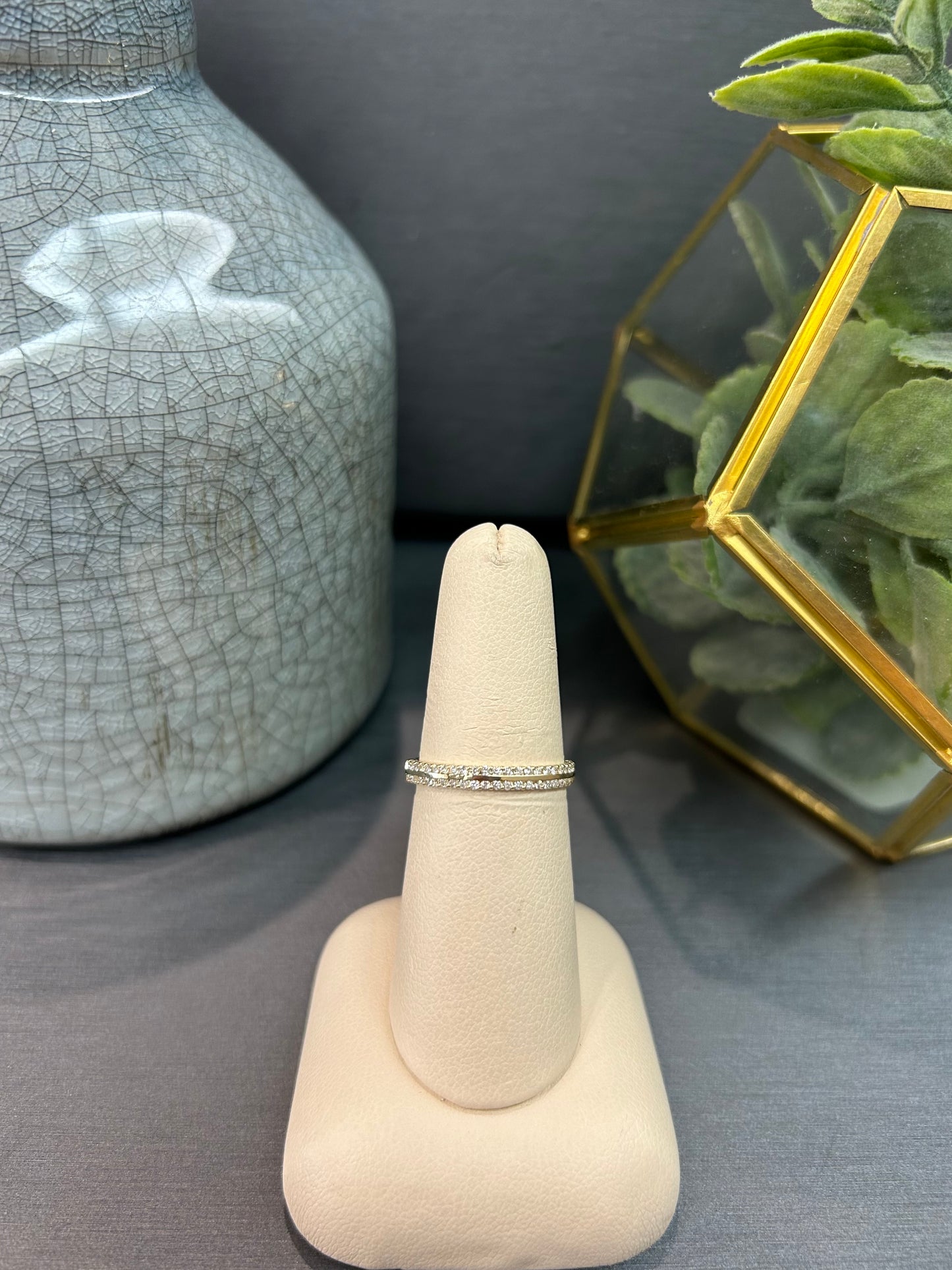 10k Gold 0.25ctw Diamond Double Row Band