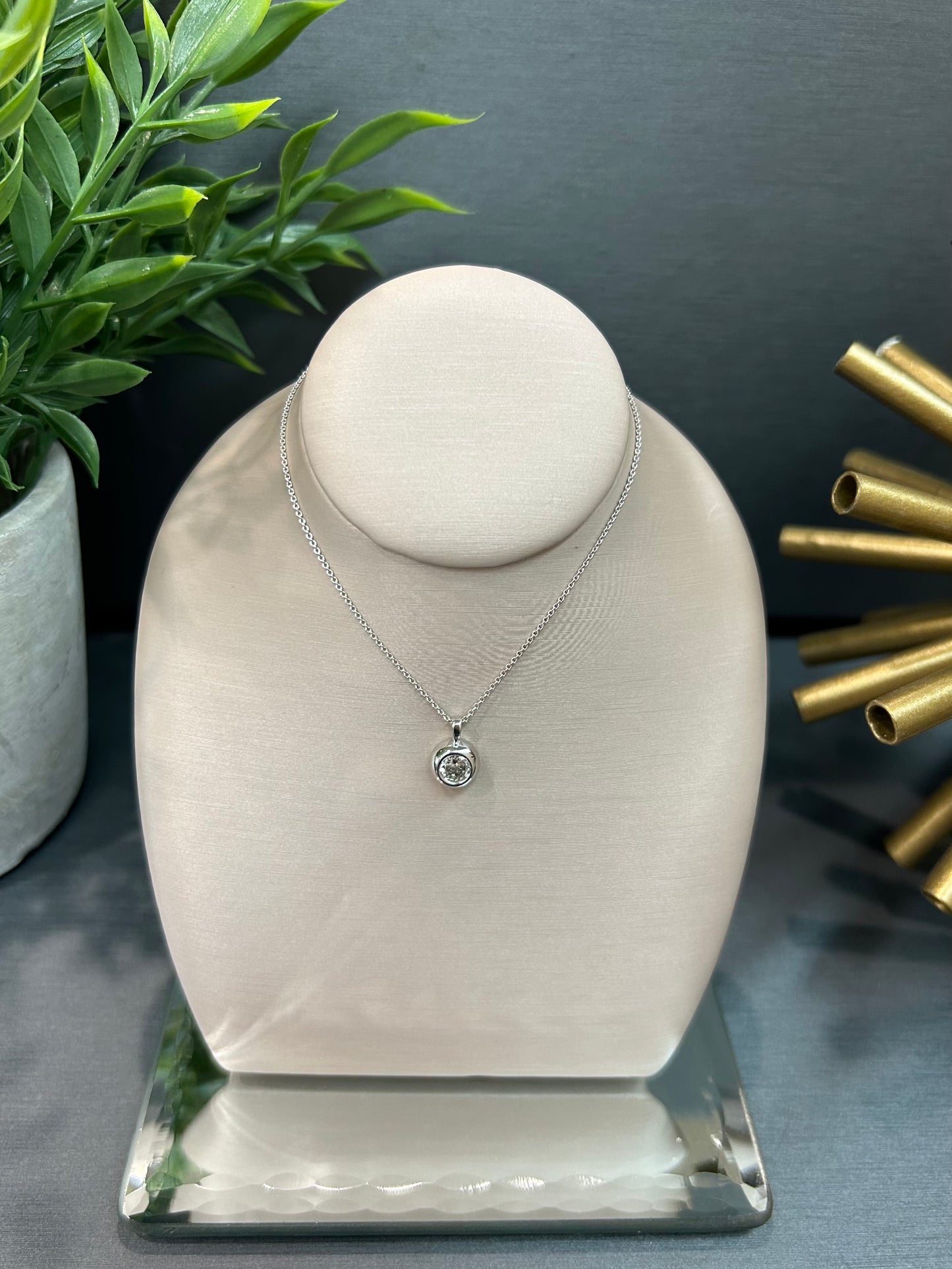 10k White Gold 0.50ct Lab Diamond Bezel Set Pendant