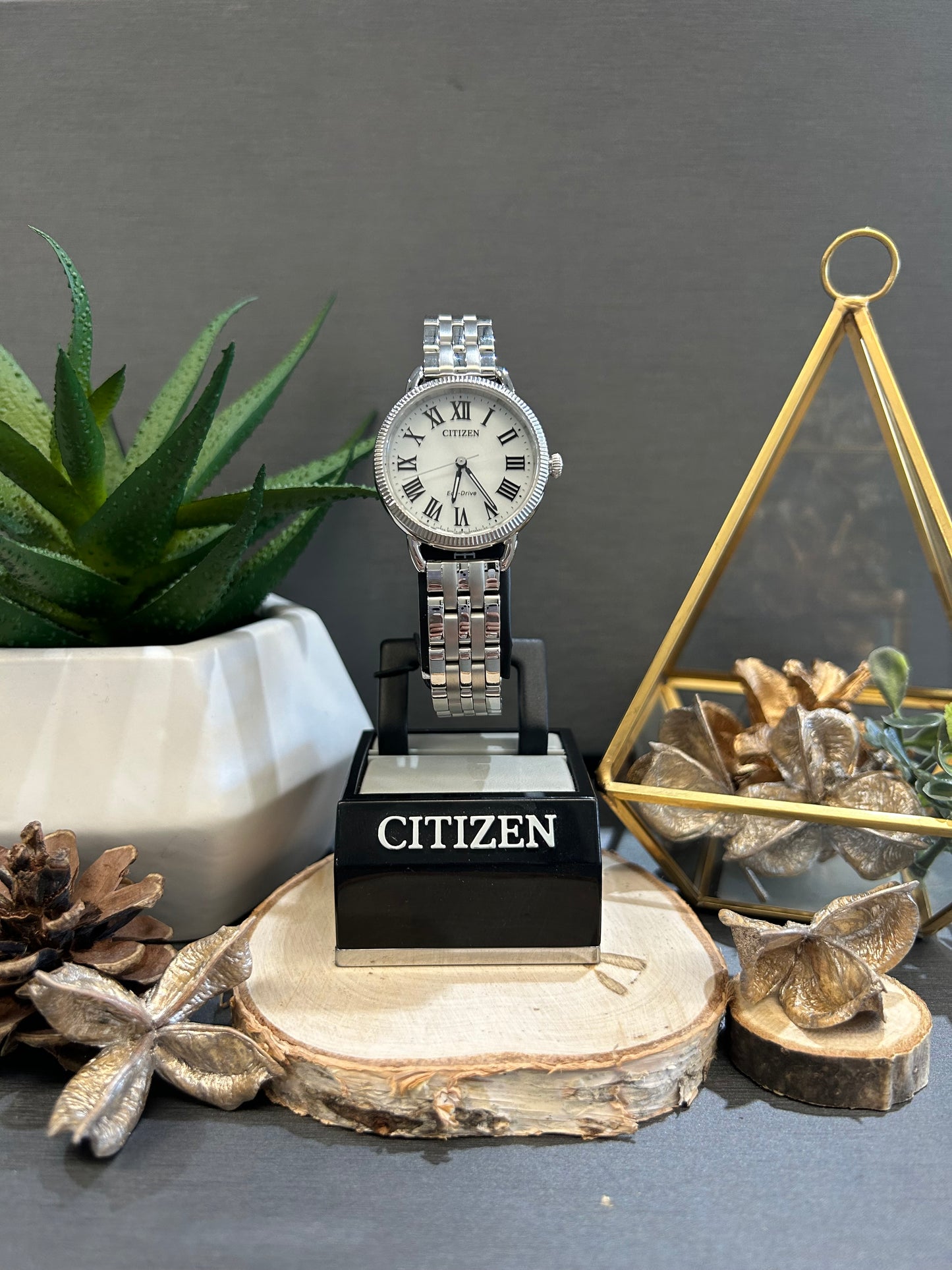 Women's Citizen Eco Drive Roman Numeral Watch with Metal Band