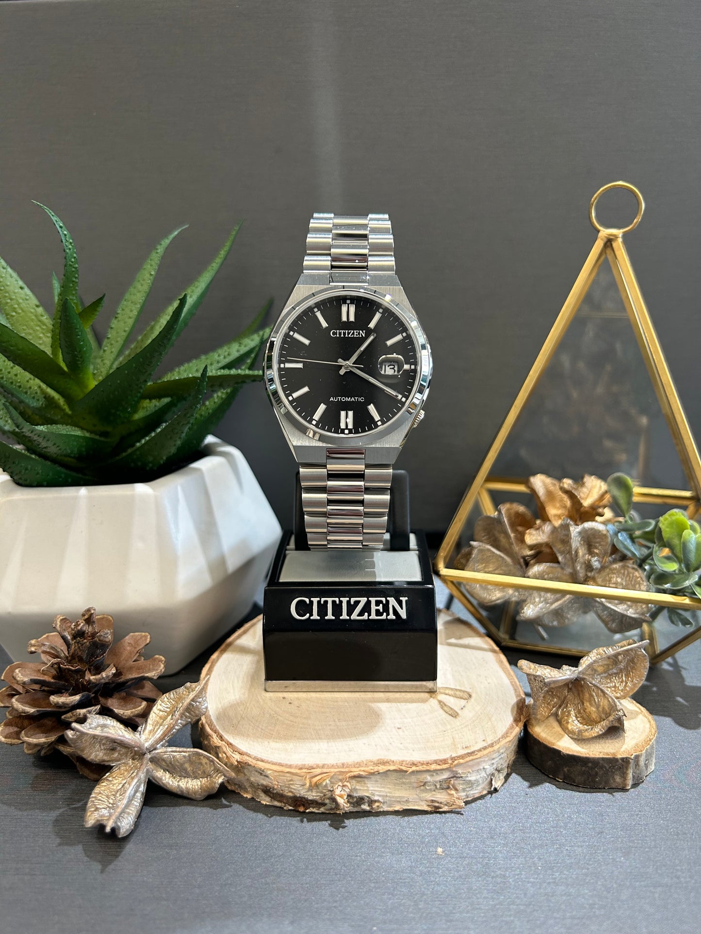 Men's Citizen Automatic Colored Face Watch with Metal Band