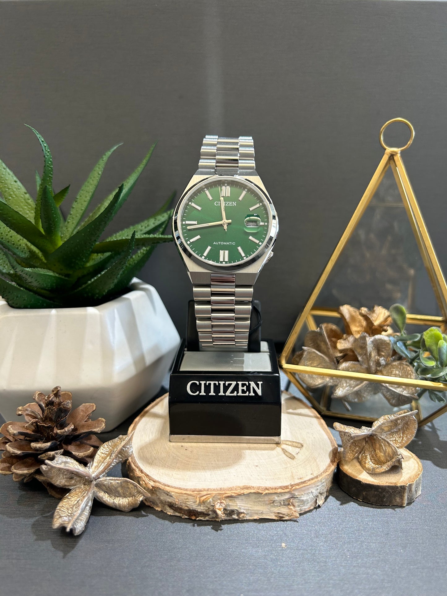 Men's Citizen Automatic Colored Face Watch with Metal Band