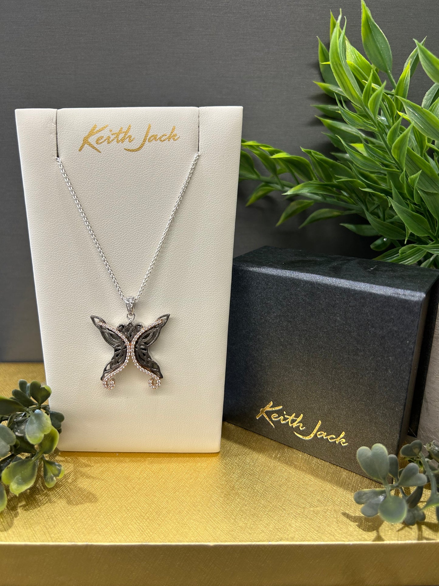 Silver and 10k Gold Butterfly Pendant