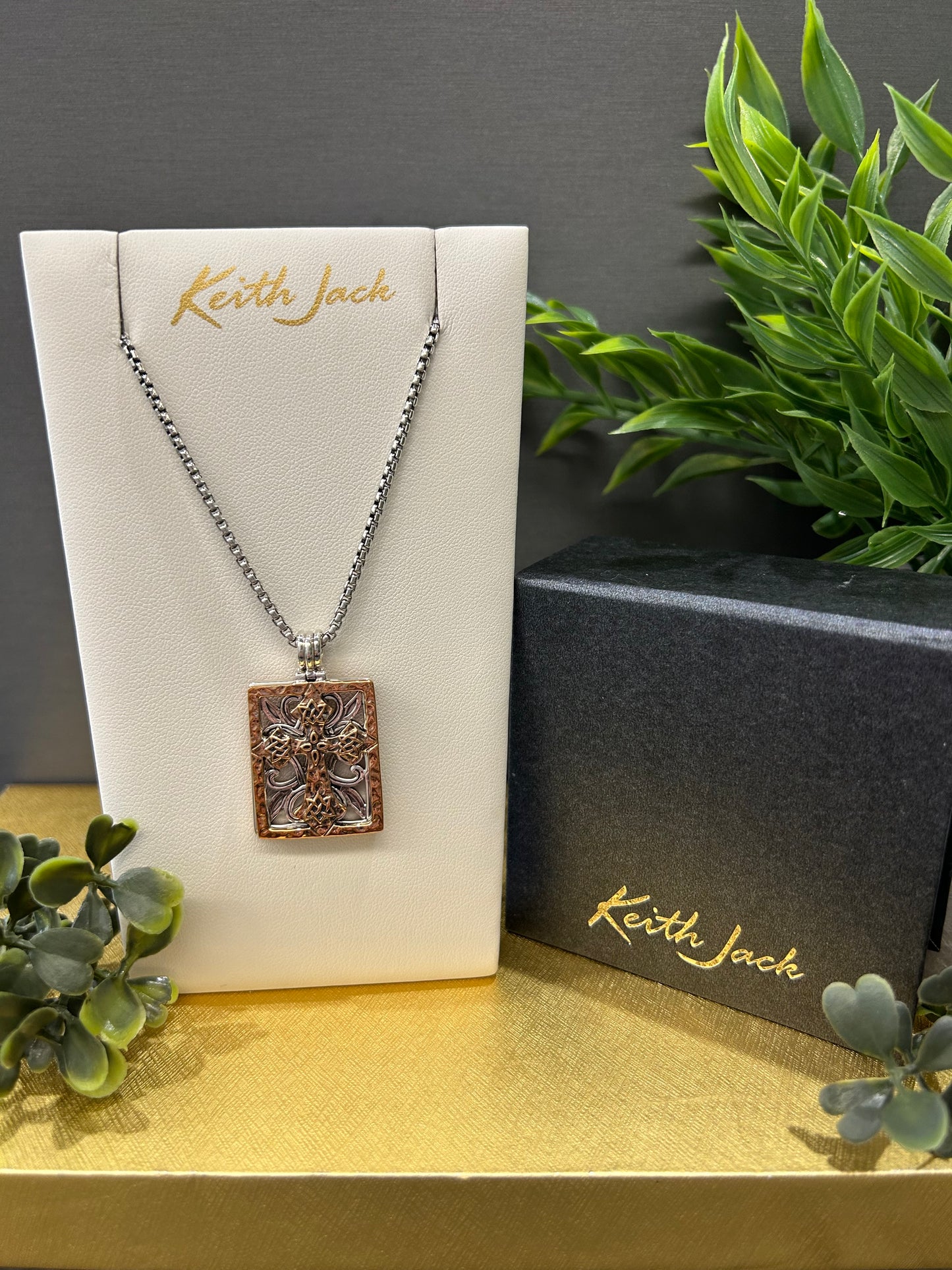 Silver and Bronze Eclipse Celtic Cross Pendant