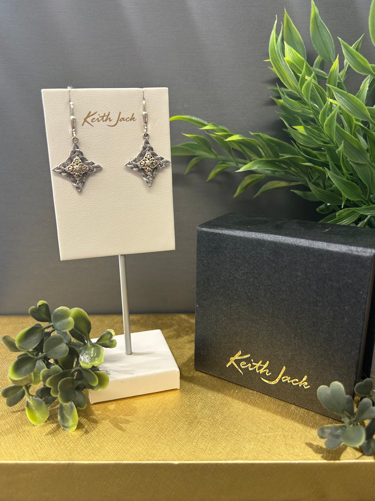 Silver and 10k Yellow Gold Celestial Earrings