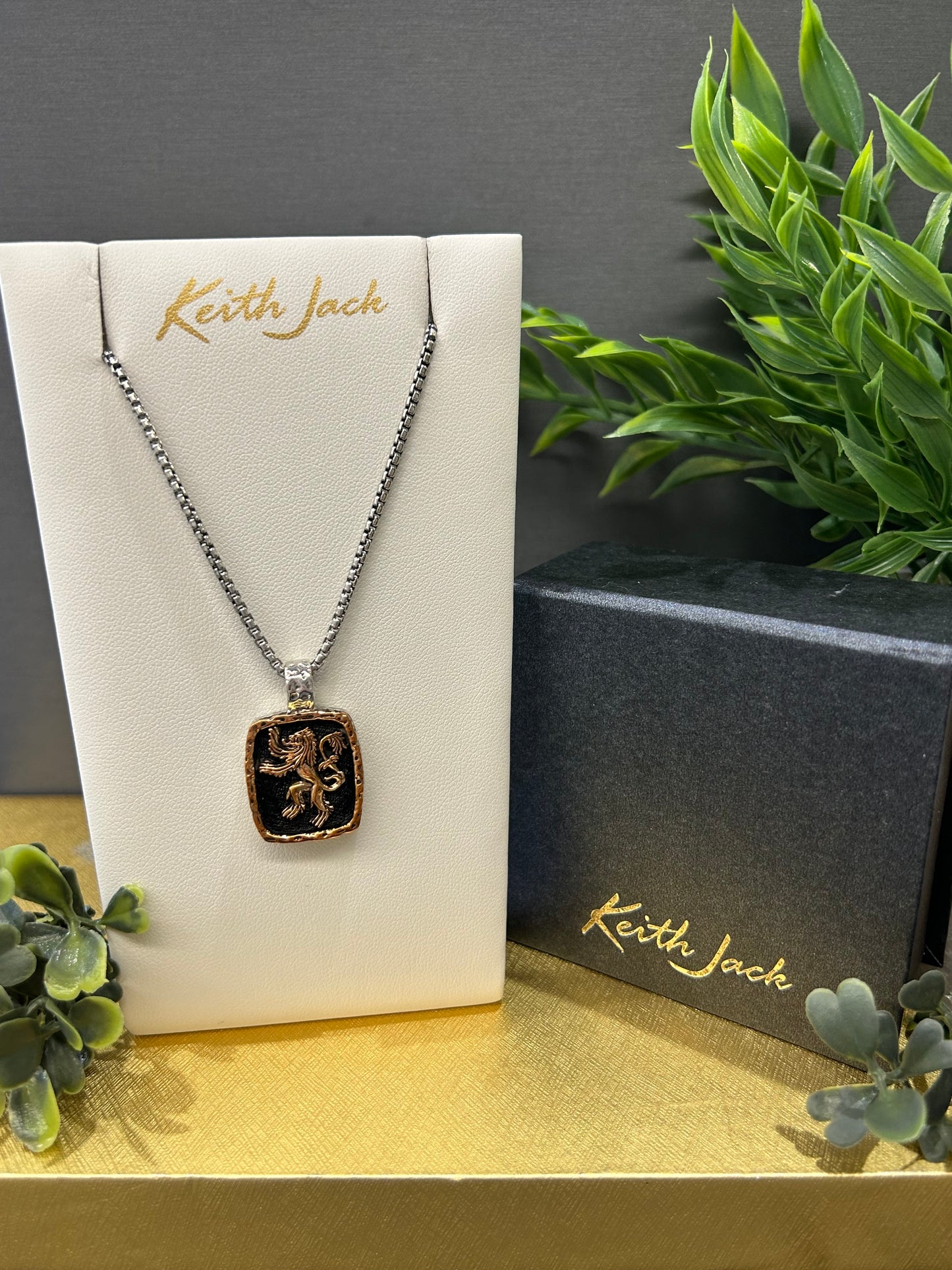 Silver and Bronze Lion Rampant Pendant