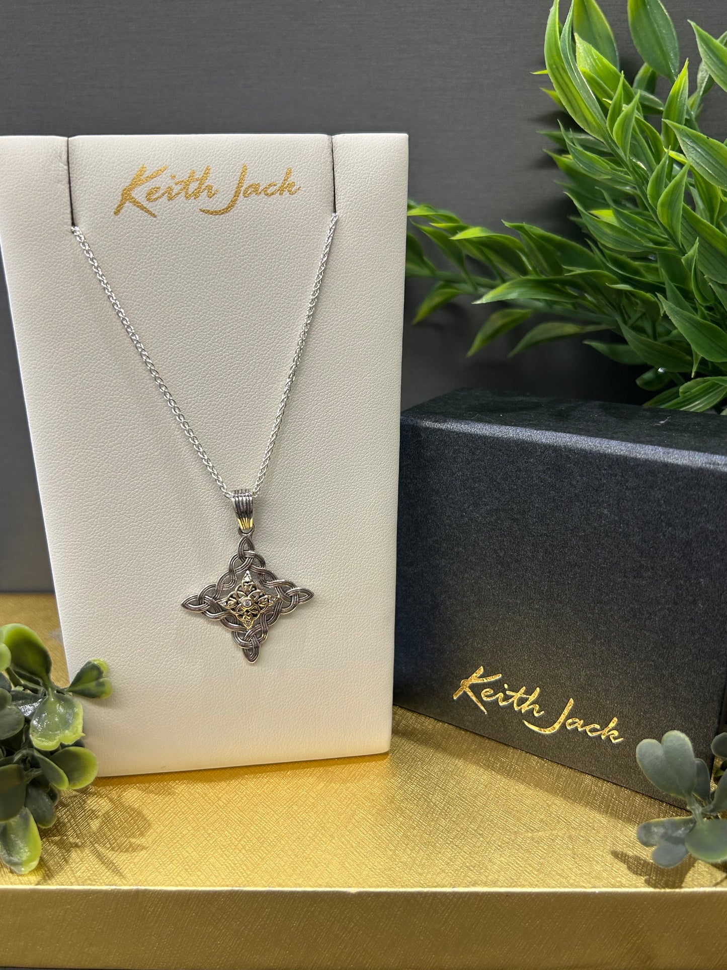 Silver and 10k Yellow Gold Celestial Pendant